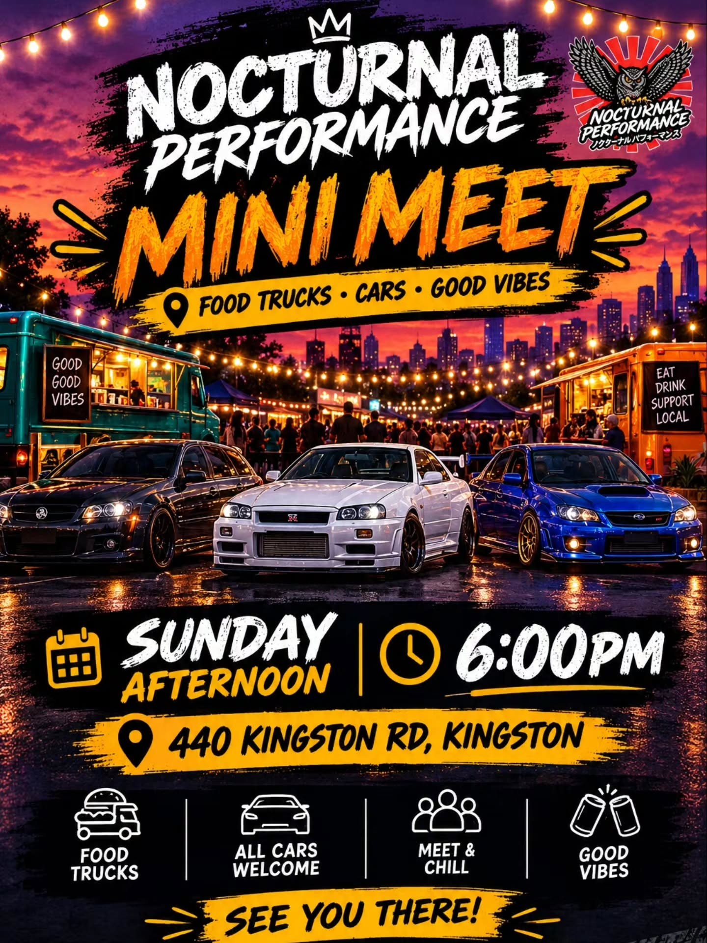 Nocturnal Performance Mini Meet — JDM car meet in Brisbane, QLD on Sunday 6 September 2026