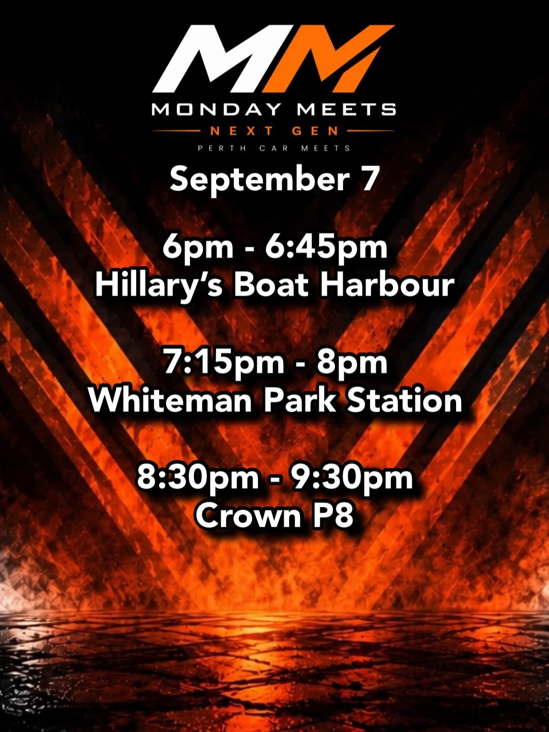 Monday Meets Next Gen — car meet in Perth, WA on Monday 7 September 2026