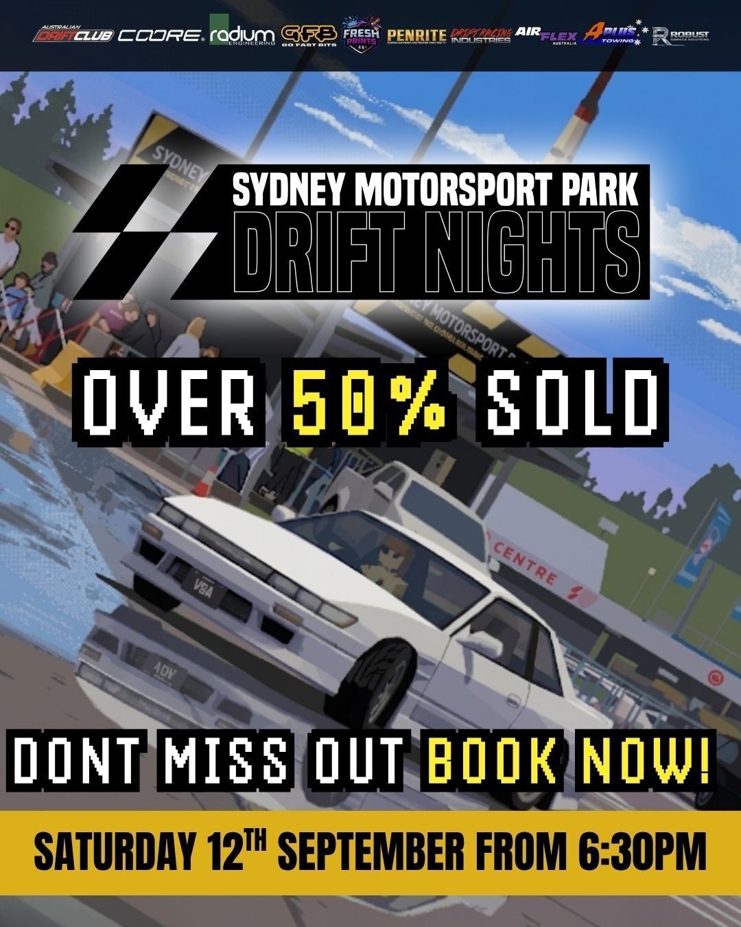 Sydney Motorsport Park Drift Nights — JDM track day in Sydney, NSW on Saturday 12 September 2026