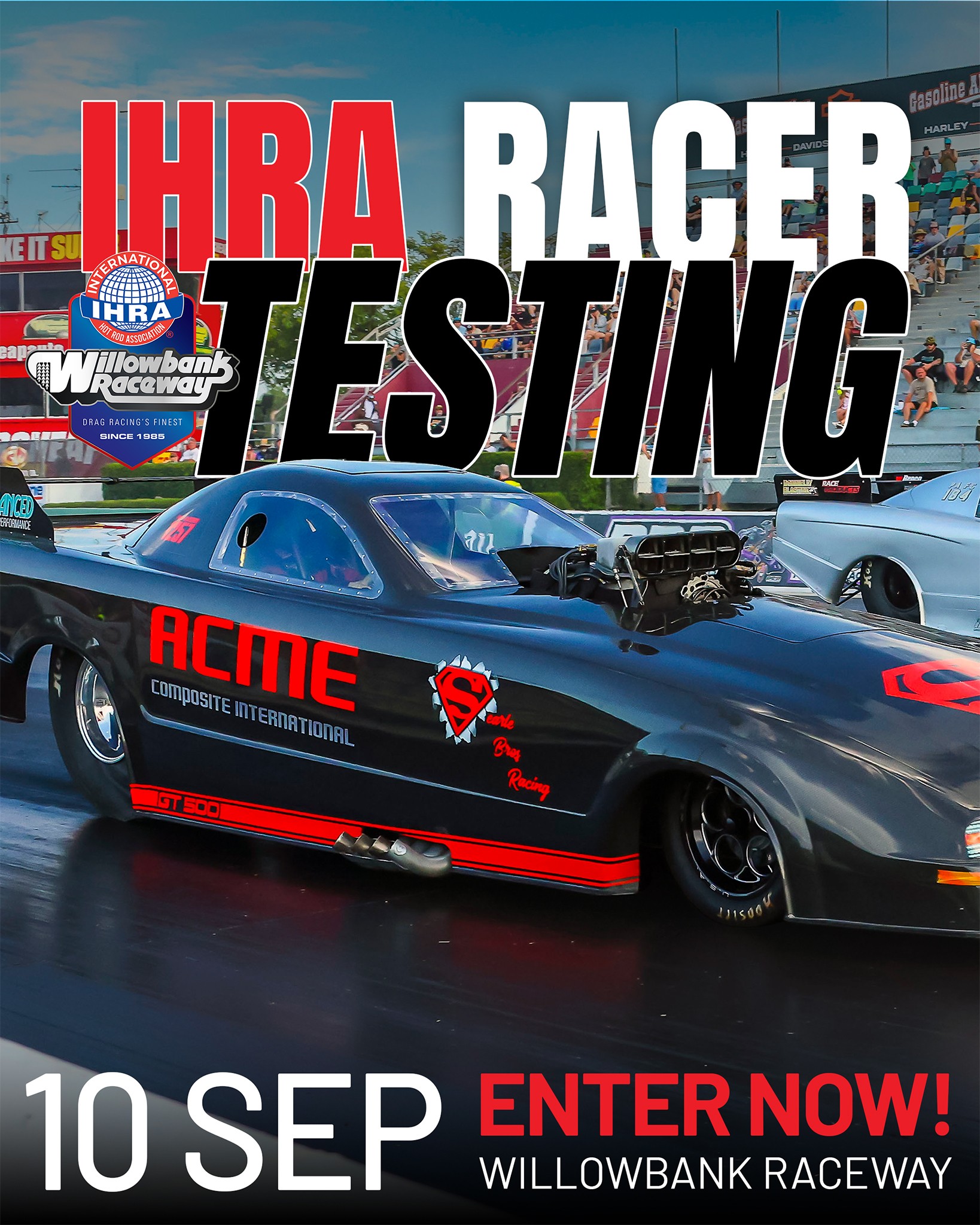 IHRA Racer Testing — Muscle/JDM track day in Brisbane, QLD on Thursday 10 September 2026