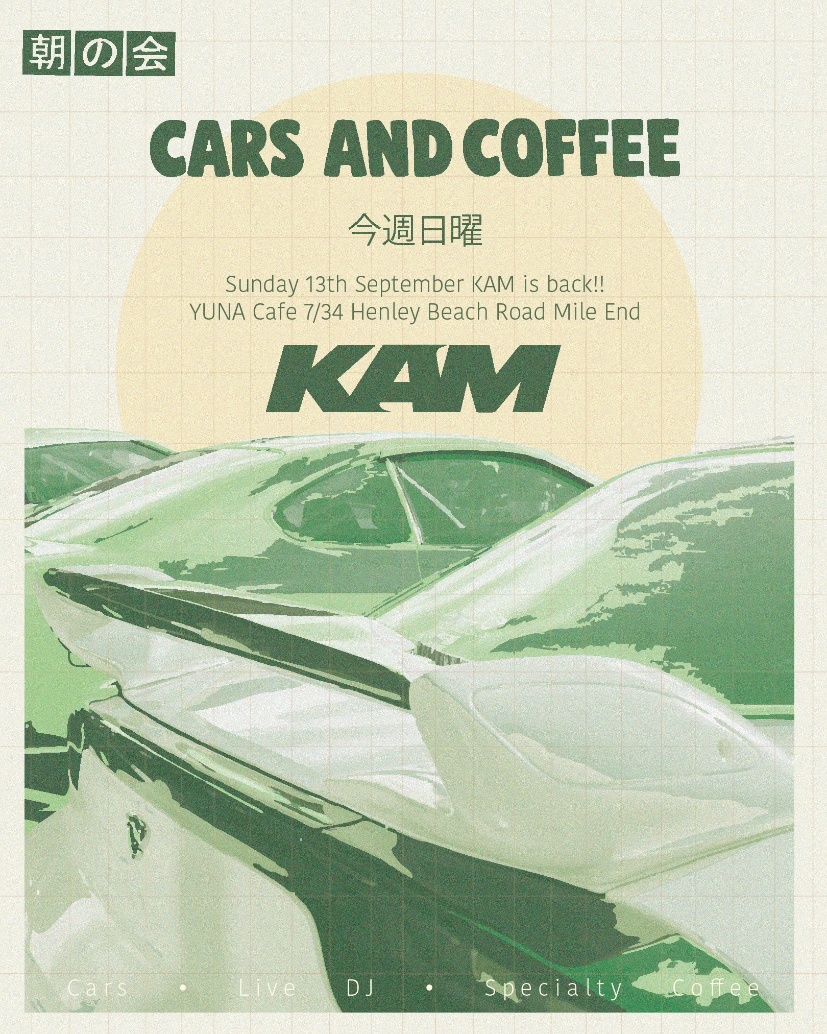 KAM Cars and Coffee — JDM car meet in Adelaide, SA on Sunday 13 September 2026