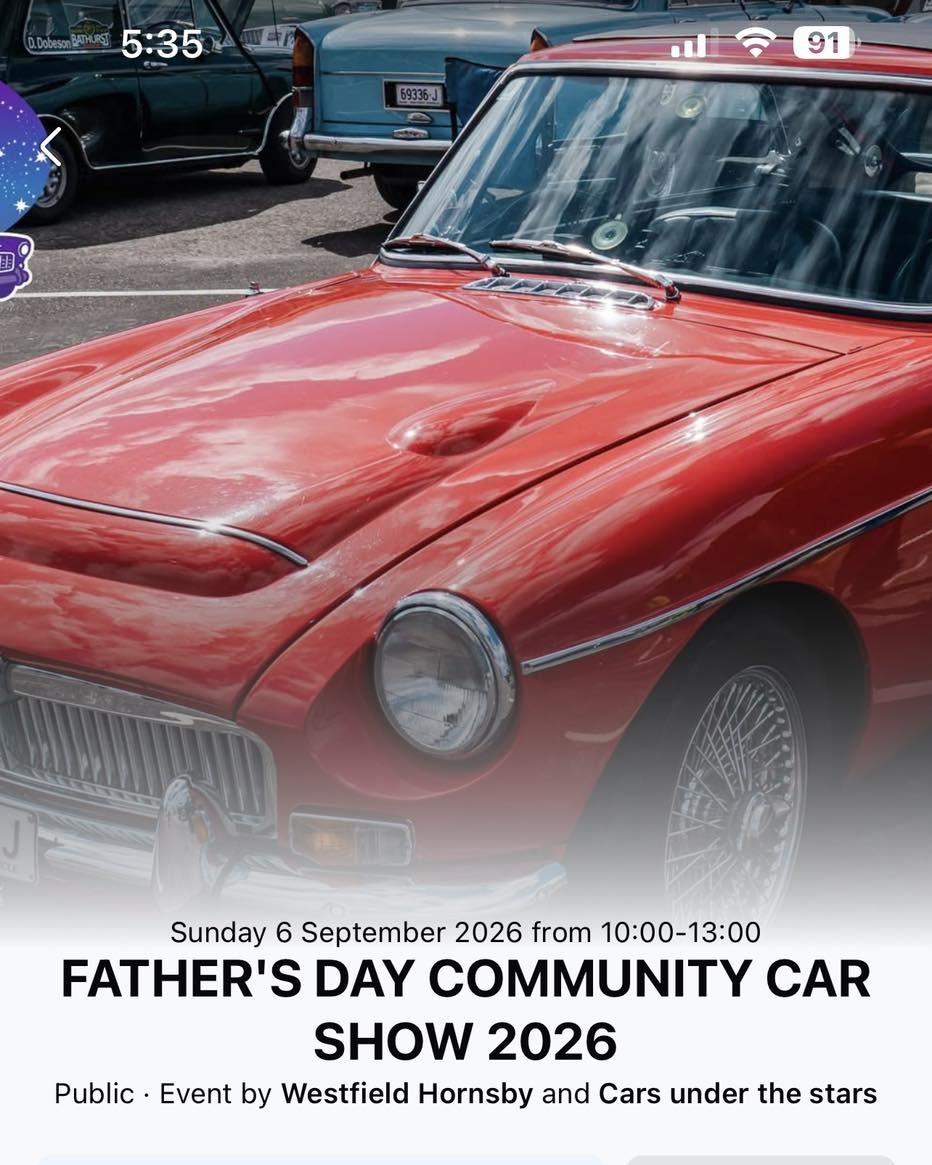 Father's Day Community Car Show 2026 — Classic car meet in Sydney, NSW on Sunday 6 September 2026