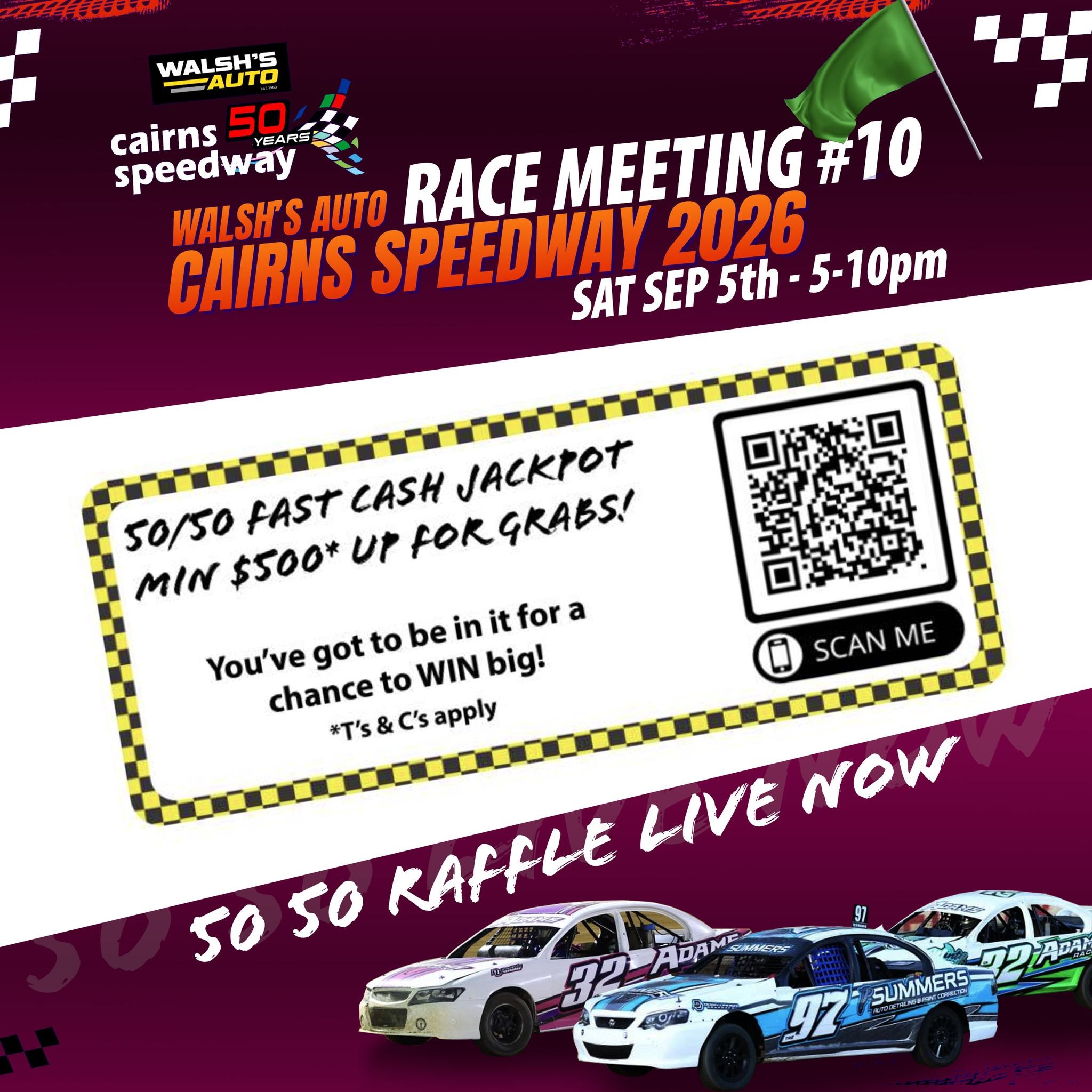 Walsh's Auto Race Meeting #10 — spectator event in Cairns, QLD on Saturday 5 September 2026