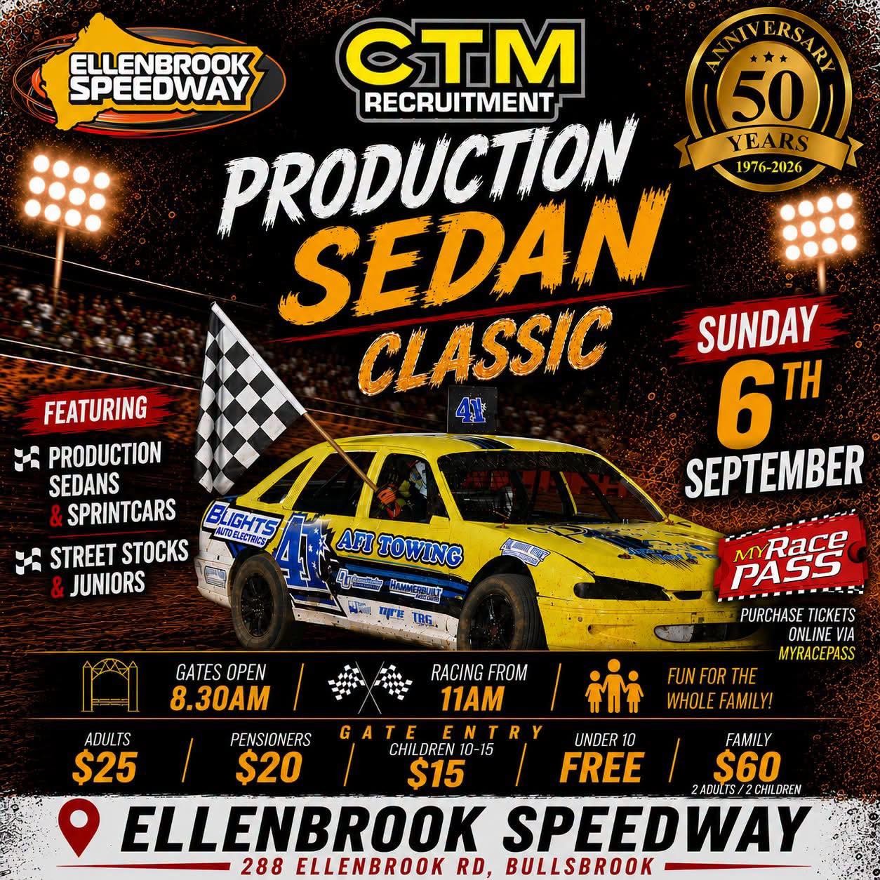 Production Sedan Classic — Muscle spectator event in Perth, WA on Sunday 6 September 2026