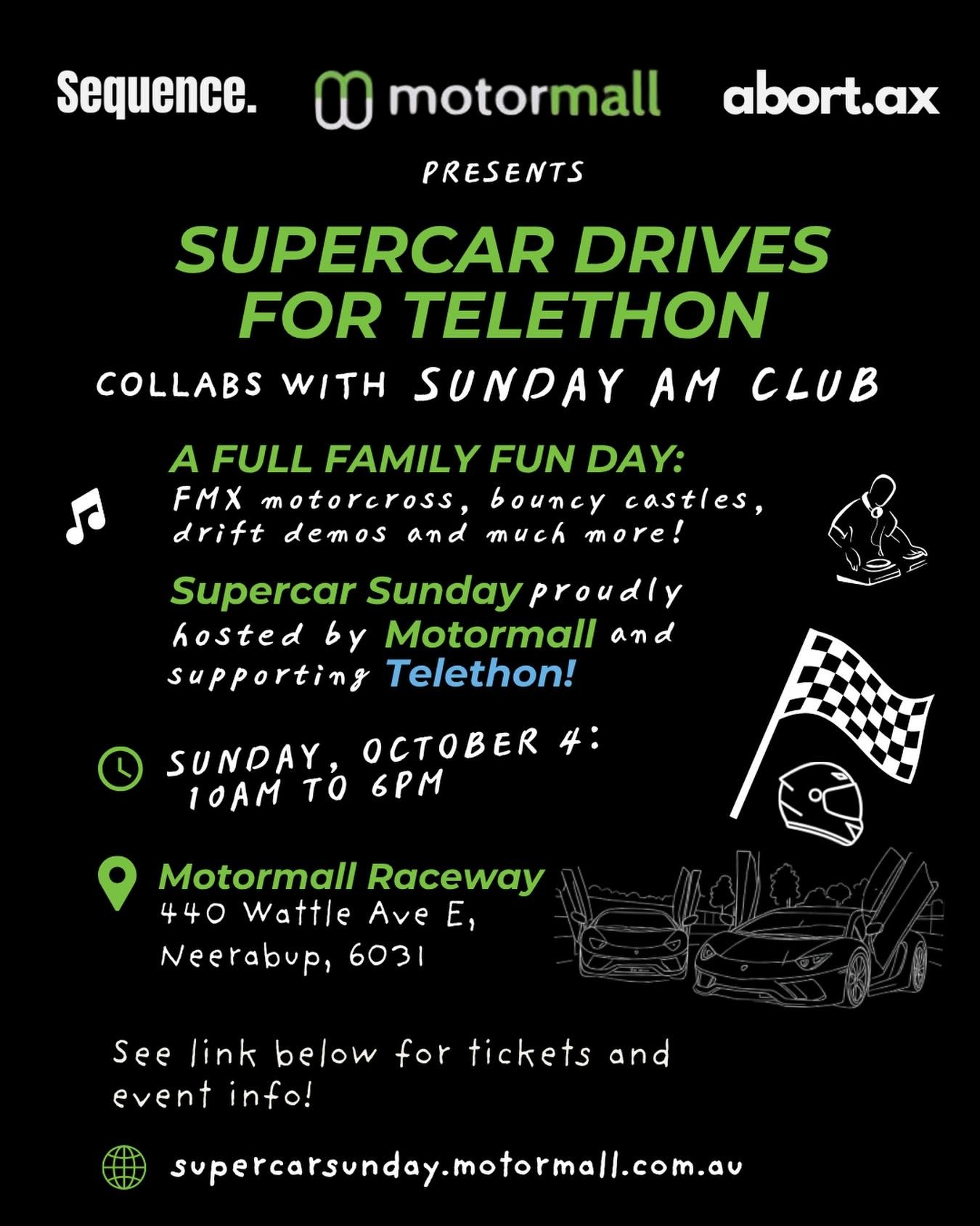 Supercar Drives for Telethon — Exotic/JDM spectator event in Perth, WA on Sunday 4 October 2026