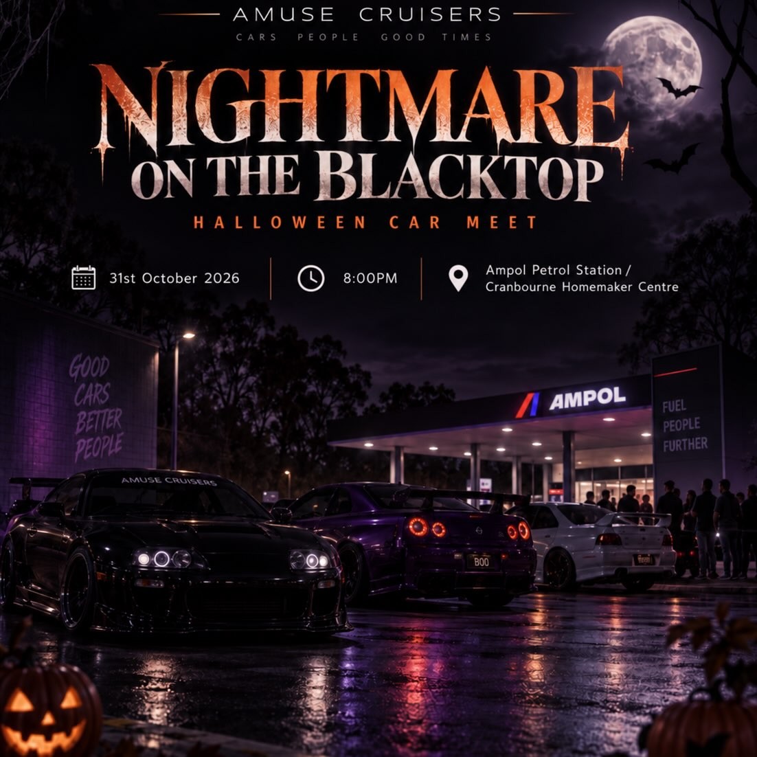 Nightmare on the Blacktop — Exotic/JDM car meet in Melbourne, VIC on Saturday 31 October 2026