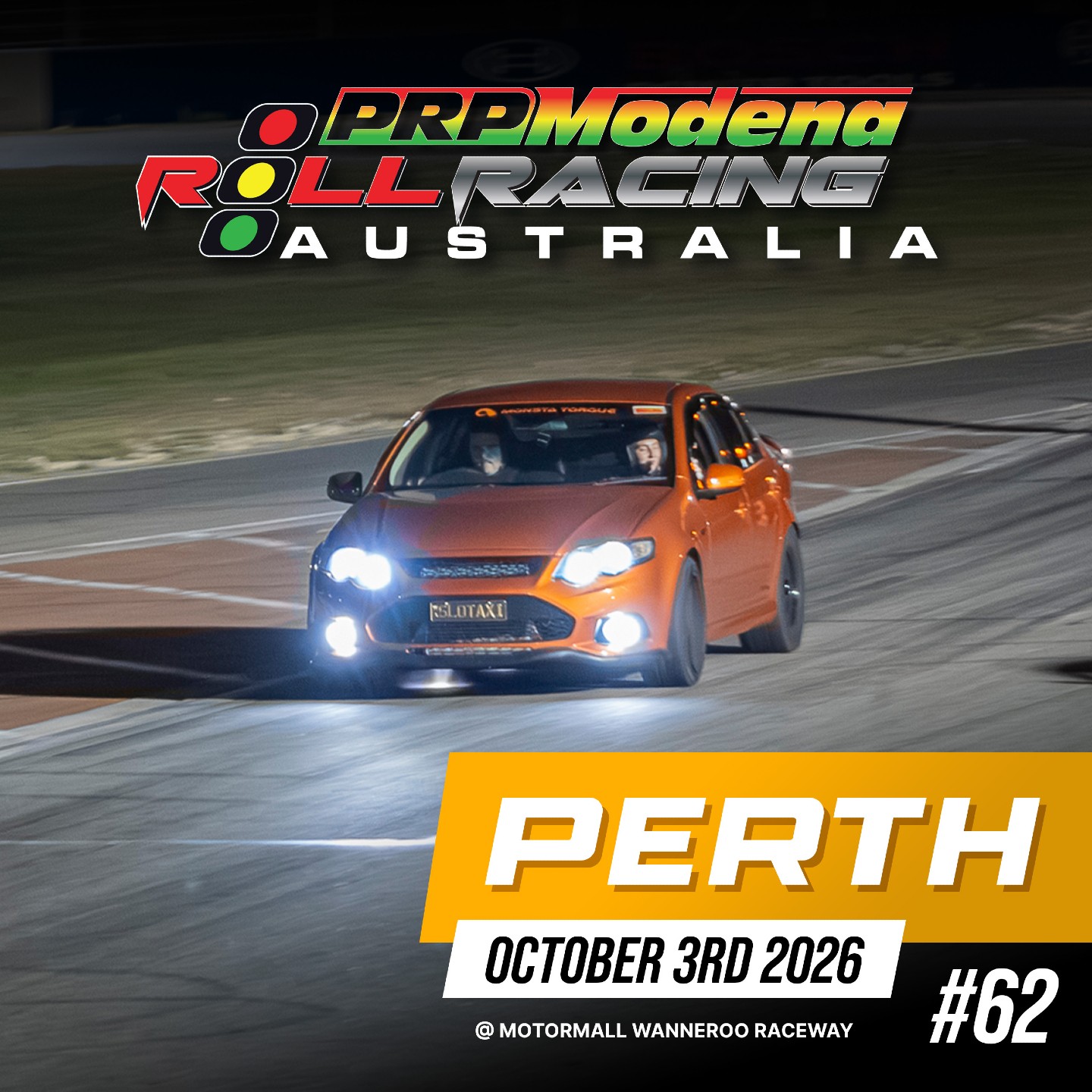 Roll Racing Perth #62 — Muscle/JDM track day in Perth, WA on Saturday 3 October 2026