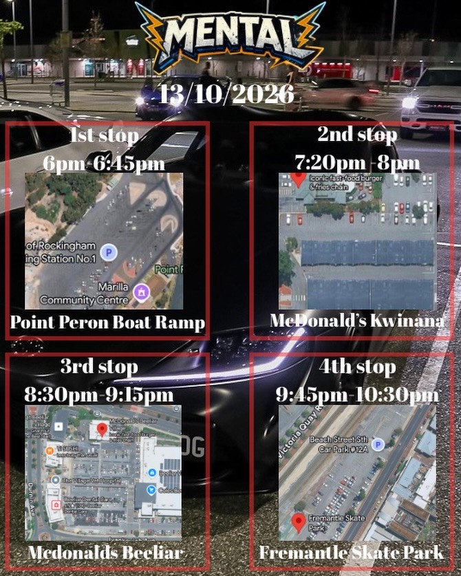 Mental Cruise — car meet in Perth, WA on Tuesday 13 October 2026