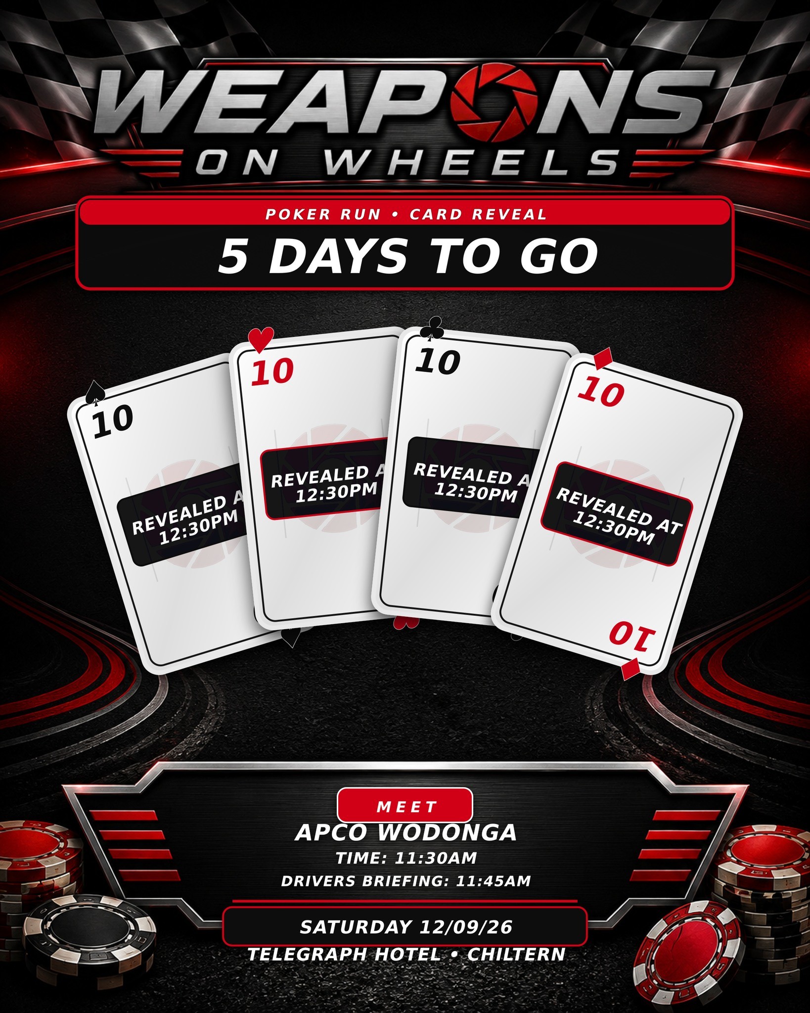 Weapons on Wheels Poker Run — car meet in Albury, VIC on Saturday 12 September 2026