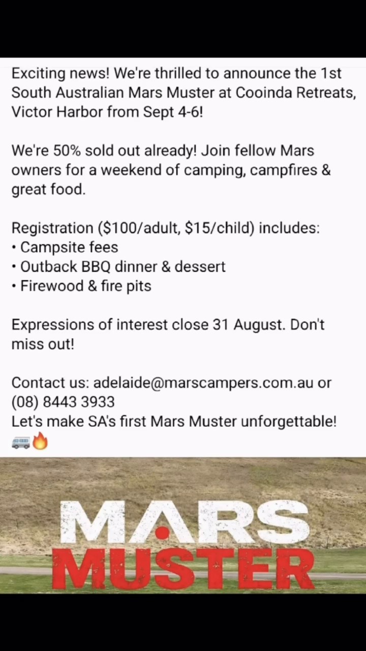 Mars Muster 2026 — 4x4 car meet in Adelaide, SA on Friday 4 September 2026