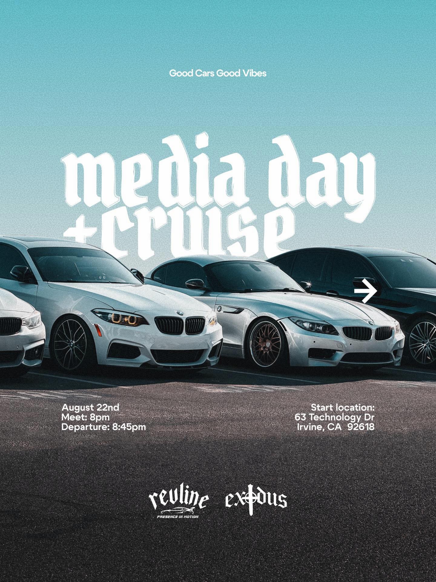 Media Day + Cruise — Euro/Stance car meet in International on Saturday 22 August 2026