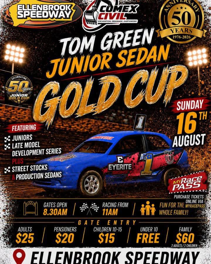 Tom Green Junior Sedan Gold Cup — Muscle spectator event in Perth, WA on Sunday 16 August 2026