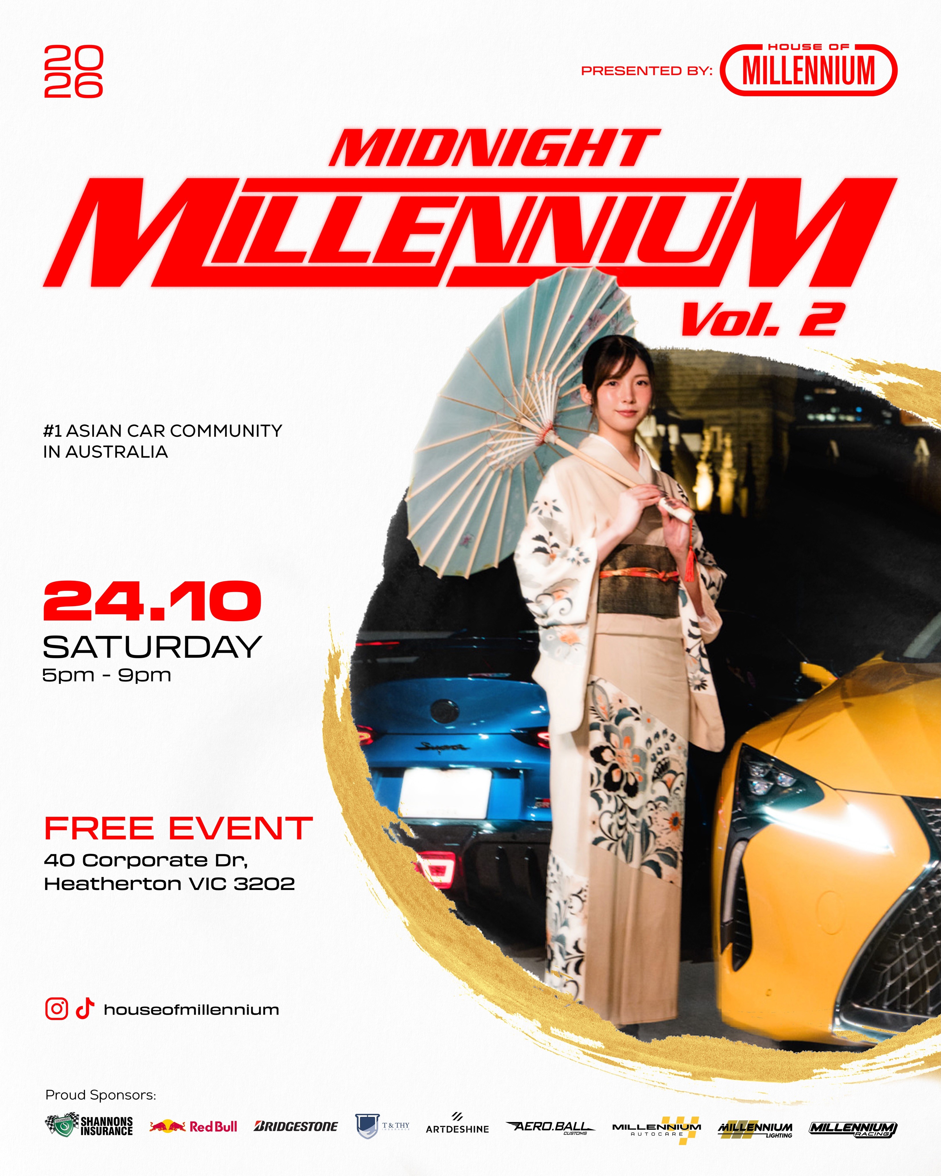 Midnight Millennium Vol. 2 — JDM/Stance car meet in Melbourne, VIC on Saturday 24 October 2026