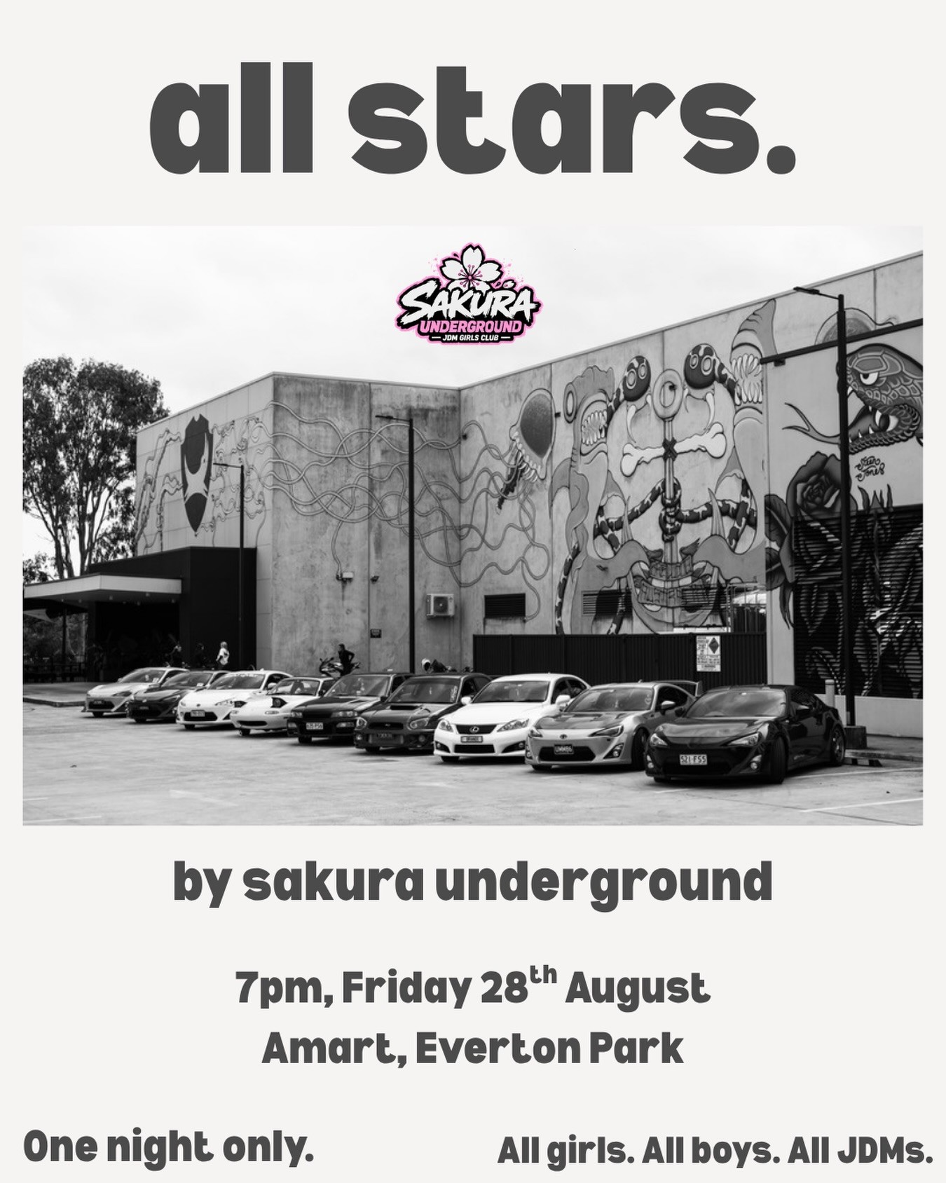Sakura All Stars — JDM car meet in Brisbane, QLD on Friday 28 August 2026
