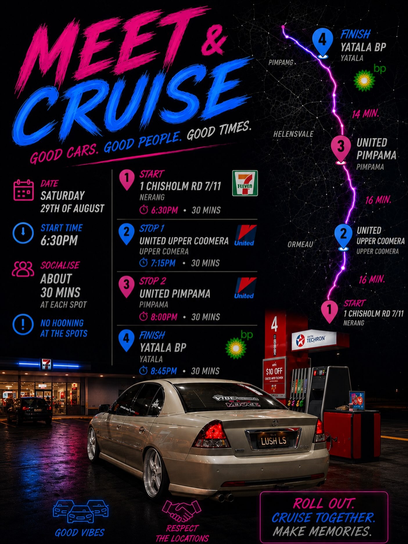 Meet & Cruise — Muscle car meet in Gold Coast, QLD on Saturday 29 August 2026