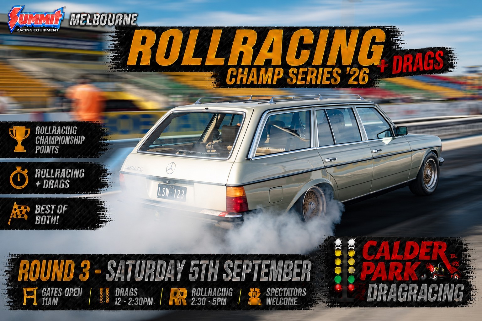 Summit RollRacing Champ Series '26 + Drags — Euro/JDM track day in Melbourne, VIC on Saturday 5 September 2026