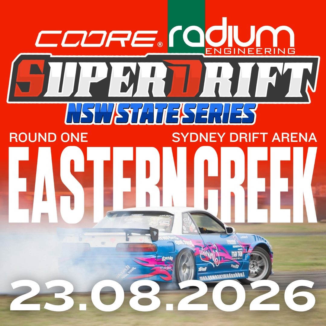 Super Drift NSW State Series Round One — JDM spectator event in Sydney, NSW on Sunday 23 August 2026