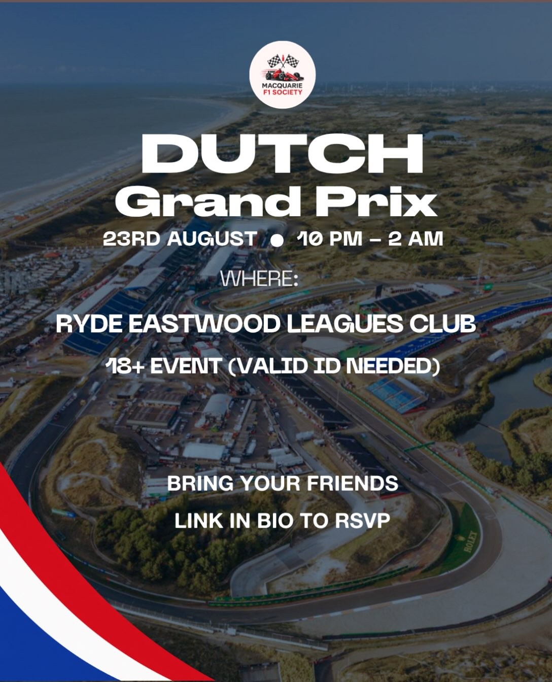 Dutch Grand Prix Watch Party — Exotic car meet in Sydney, NSW on Sunday 23 August 2026