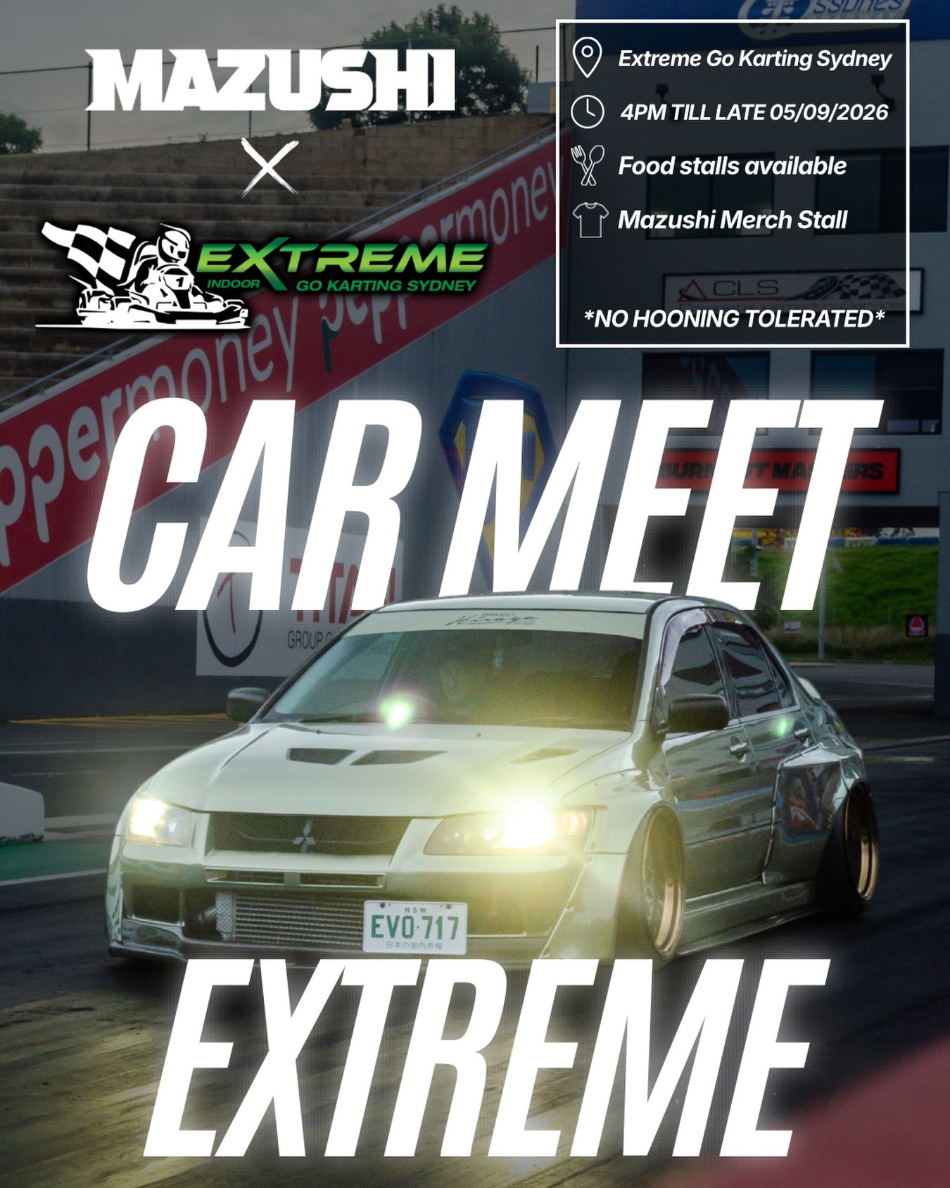 Mazushi x Extreme Car Meet — JDM/Stance car meet in Sydney, NSW on Saturday 5 September 2026