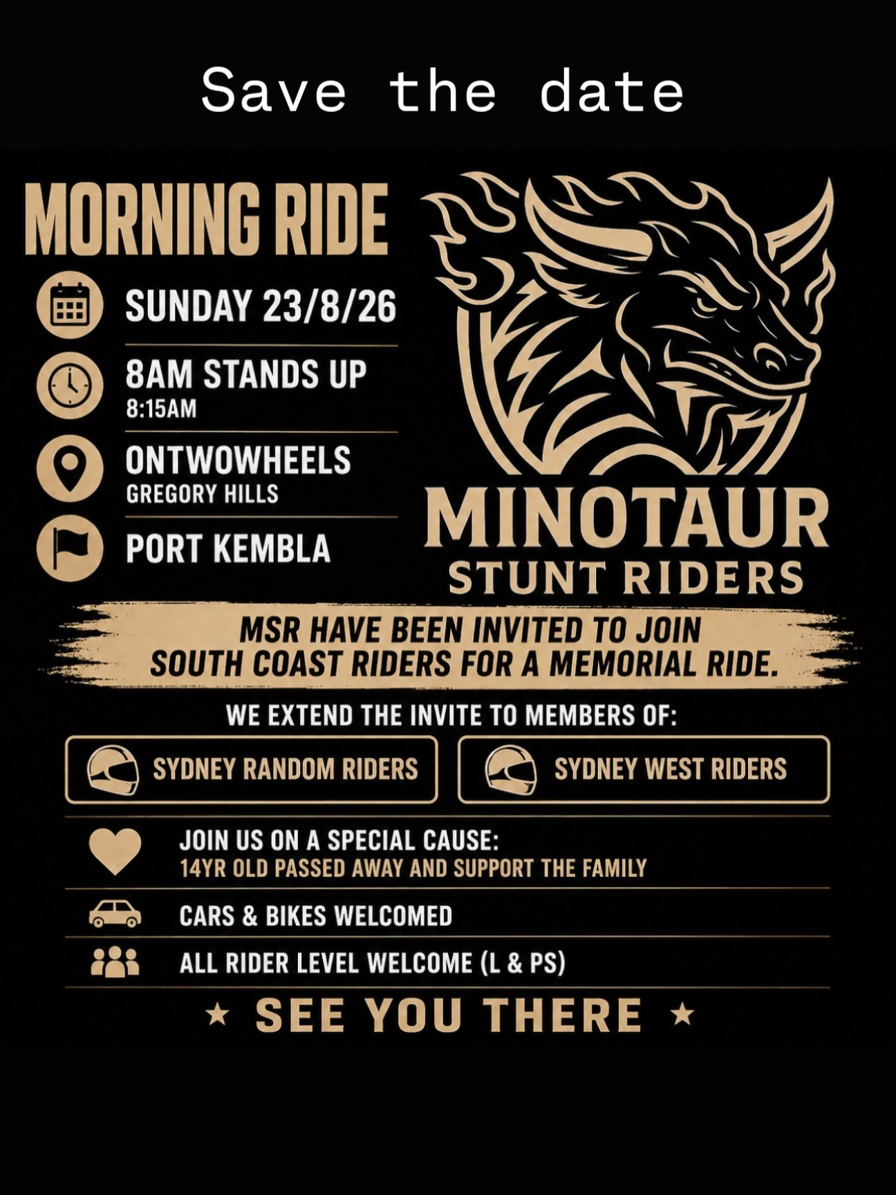 Memorial Ride — car meet in Sydney, NSW on Sunday 23 August 2026