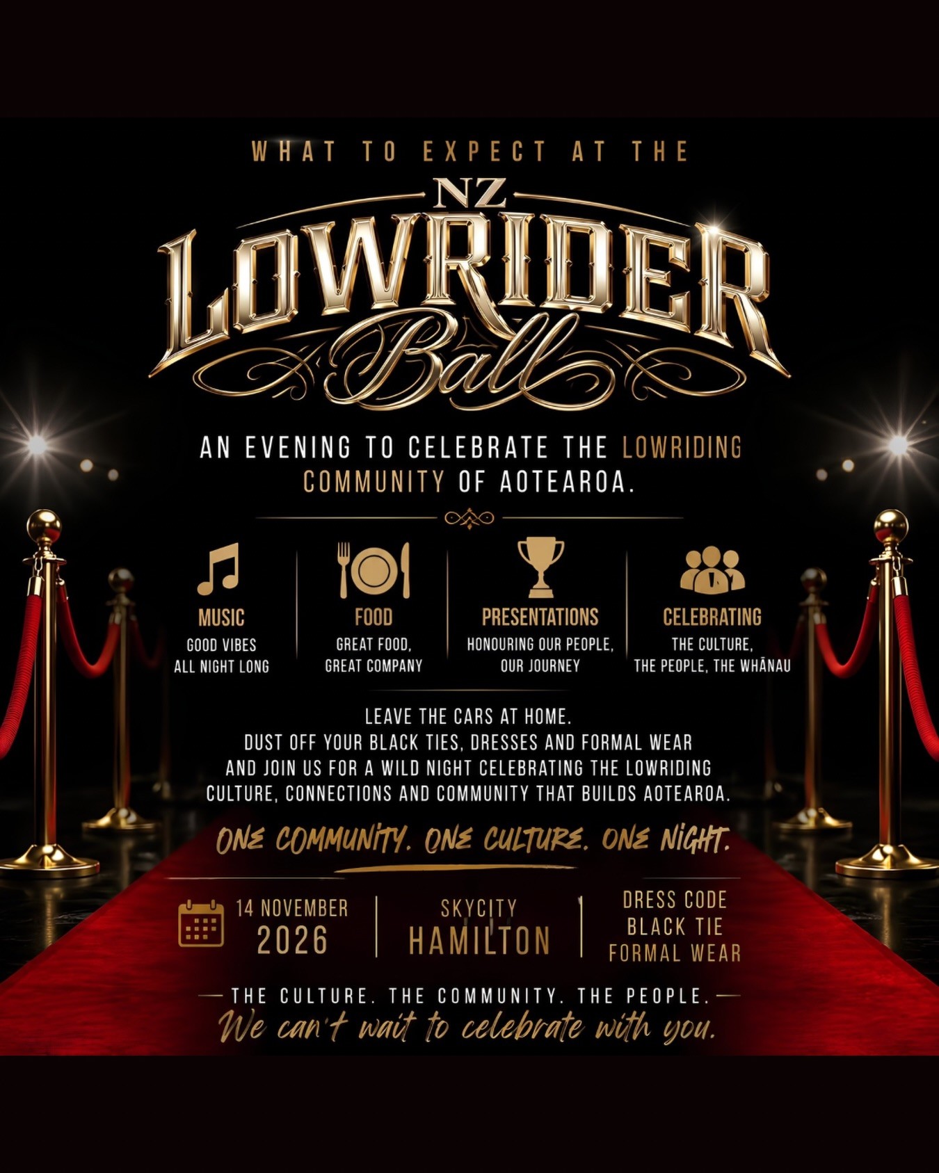 NZ Lowrider Ball — Stance/Classic car meet in International on Saturday 14 November 2026