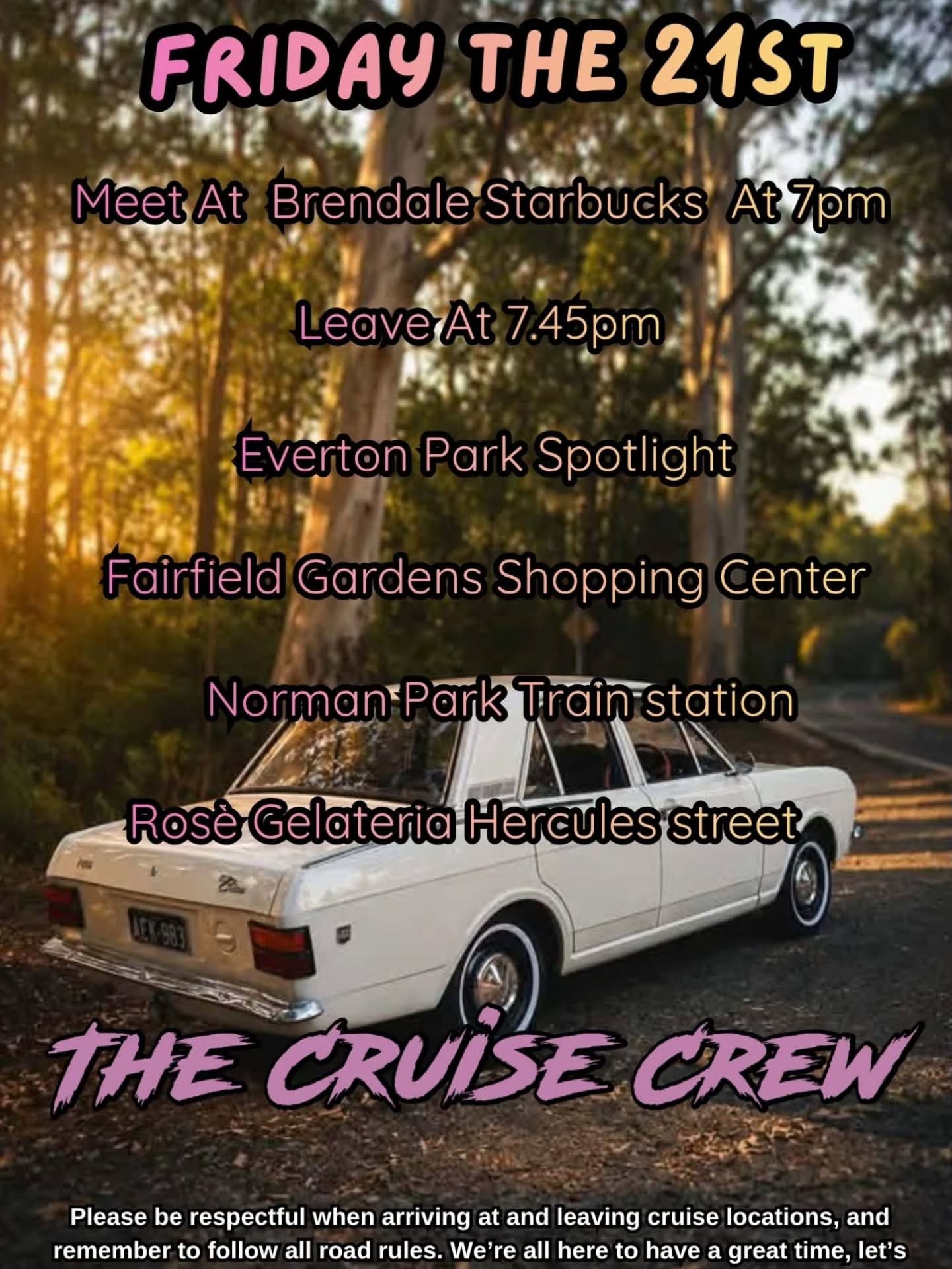 Friday Night Cruise — JDM/Classic car meet in Brisbane, QLD on Friday 21 August 2026