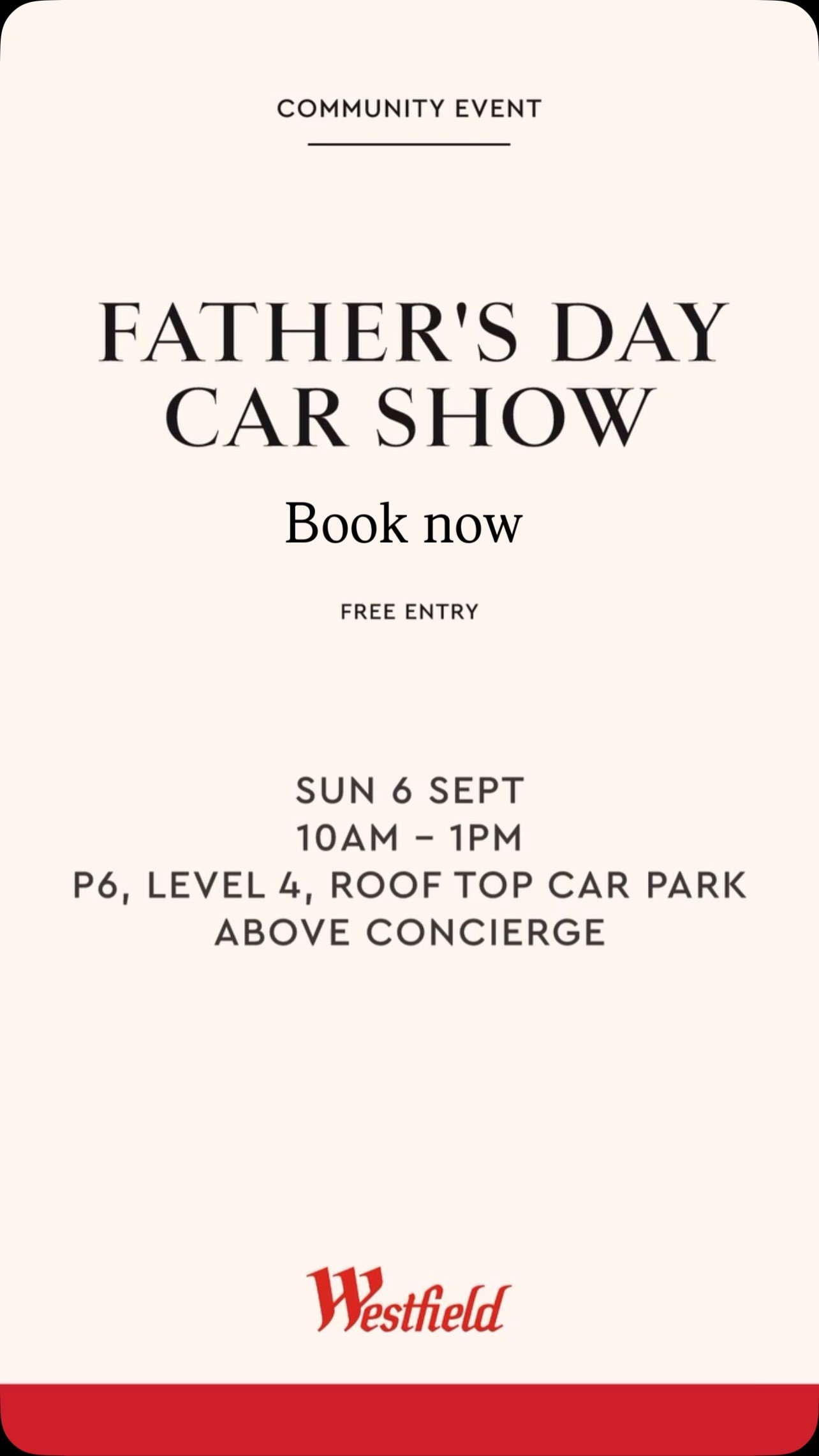 Father's Day Car Show — car meet in Sydney, NSW on Sunday 6 September 2026