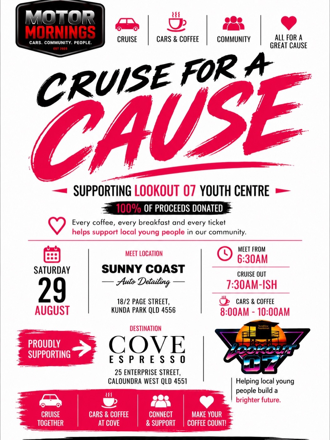 Cruise for a Cause — car meet in Sunshine Coast, QLD on Saturday 29 August 2026