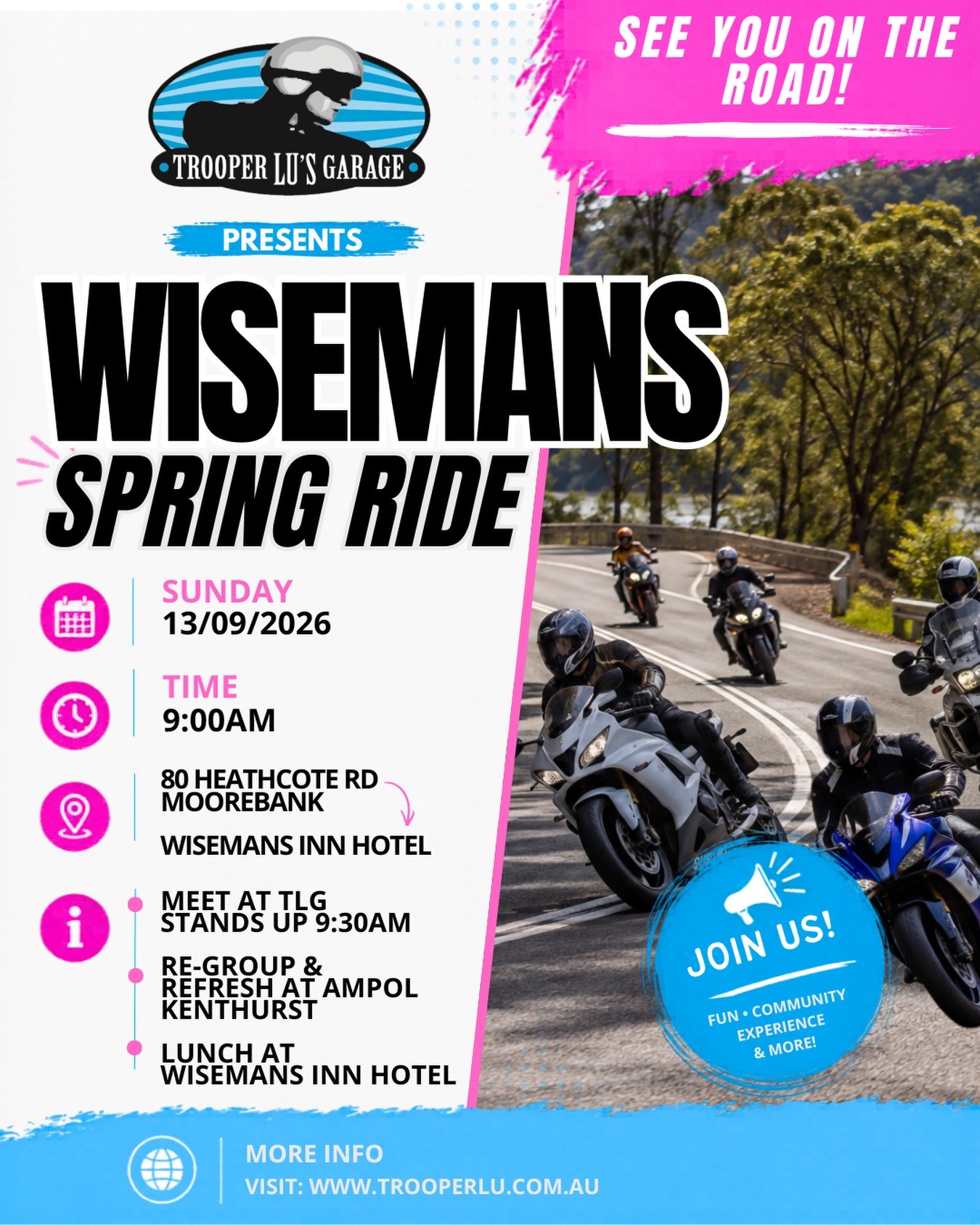 Wisemans Spring Ride — car meet in Sydney, NSW on Sunday 13 September 2026