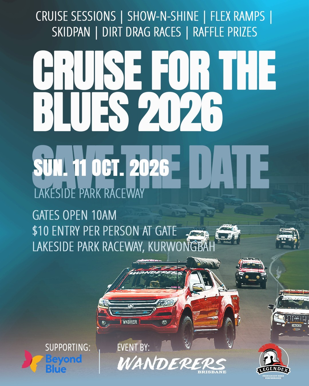 Cruise for the Blues 2026 — 4x4 spectator event in Brisbane, QLD on Sunday 11 October 2026