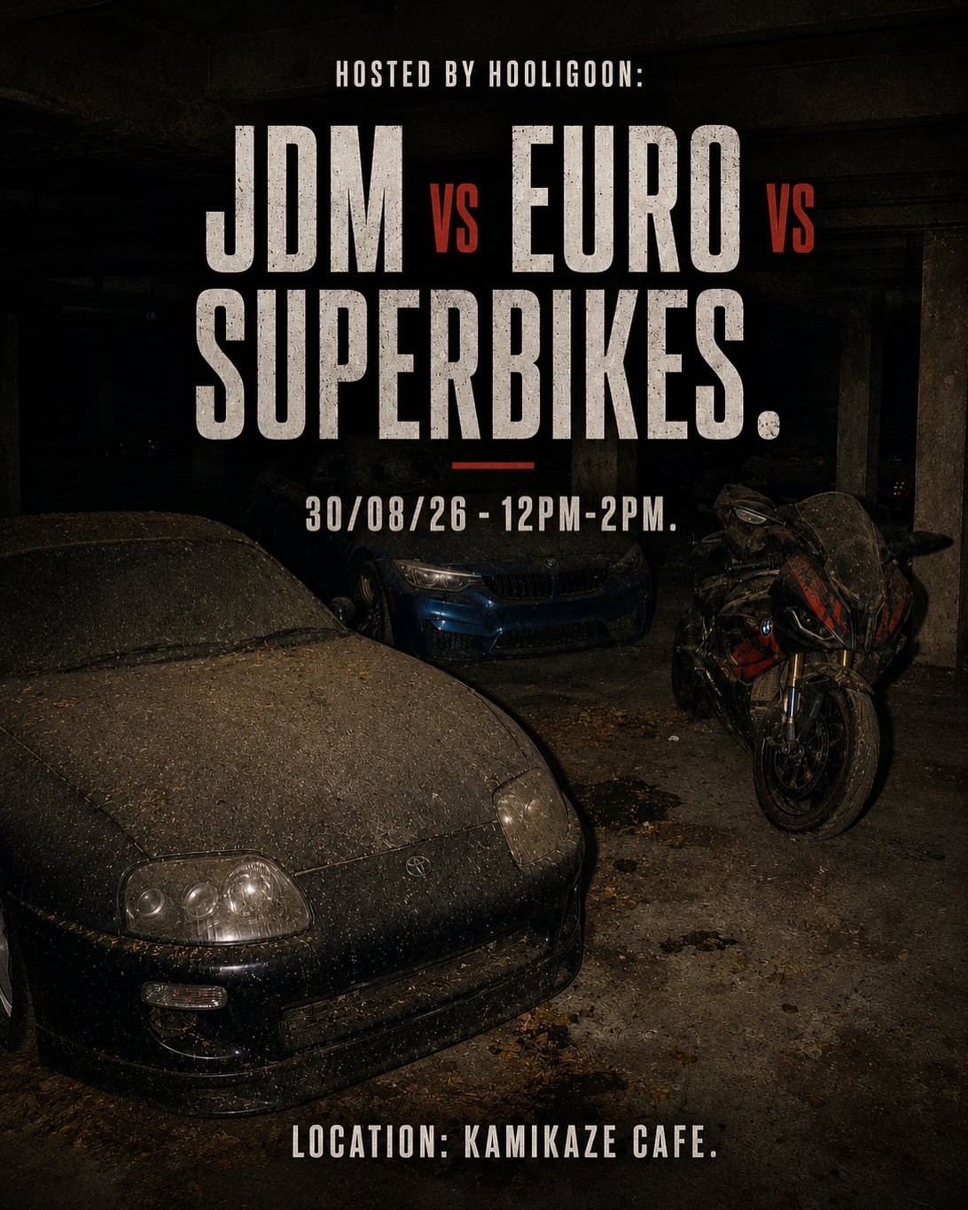 JDM vs EURO vs SUPERBIKES — JDM/Euro car meet in Melbourne, VIC on Sunday 30 August 2026