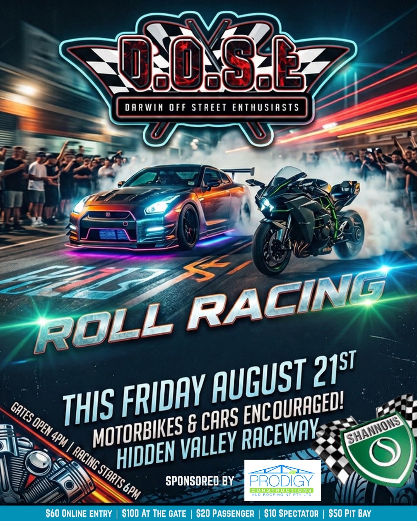 Roll Racing — JDM/Muscle track day in Darwin, NT on Friday 21 August 2026
