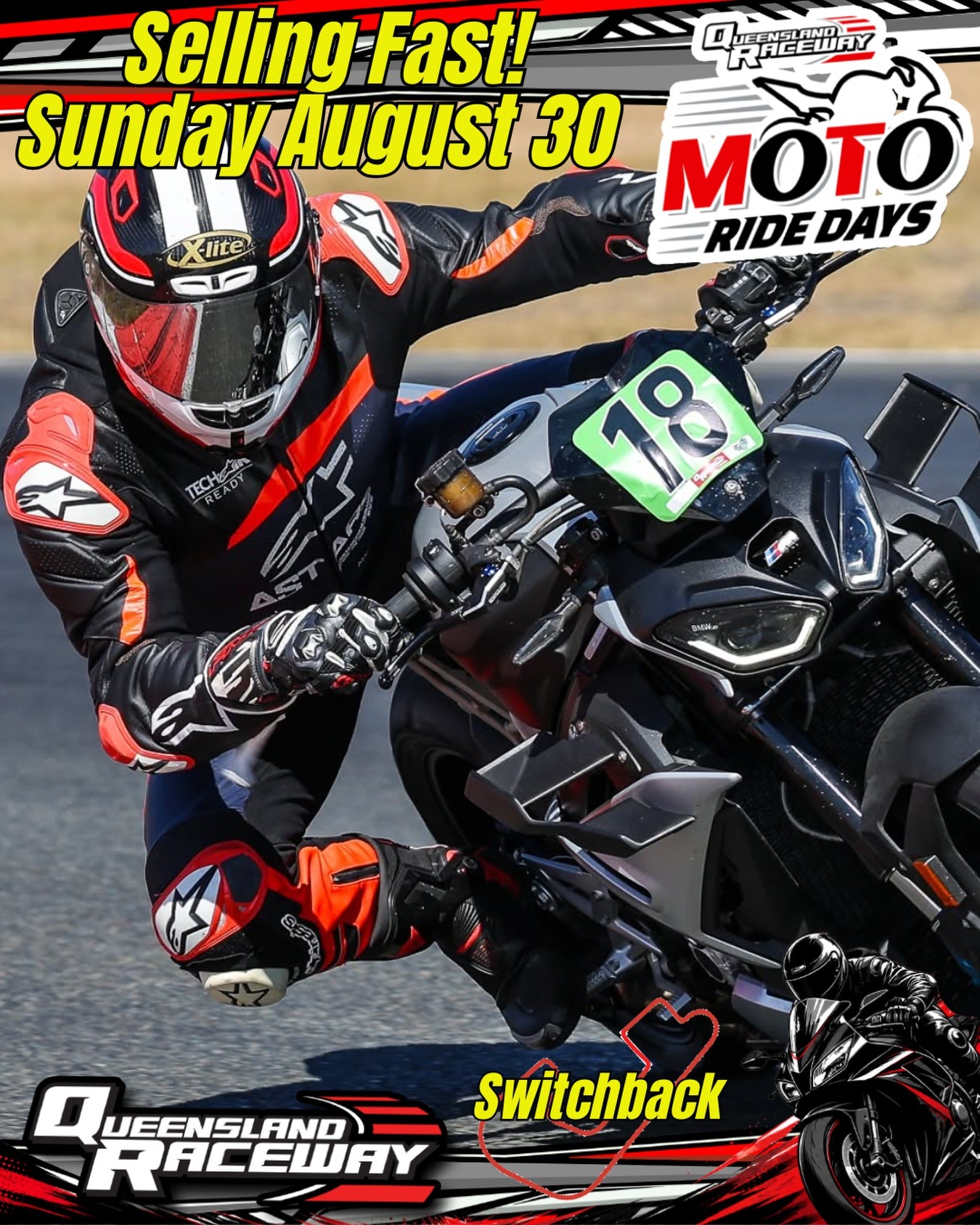 QR Moto Ride Day — track day in Brisbane, QLD on Sunday 30 August 2026