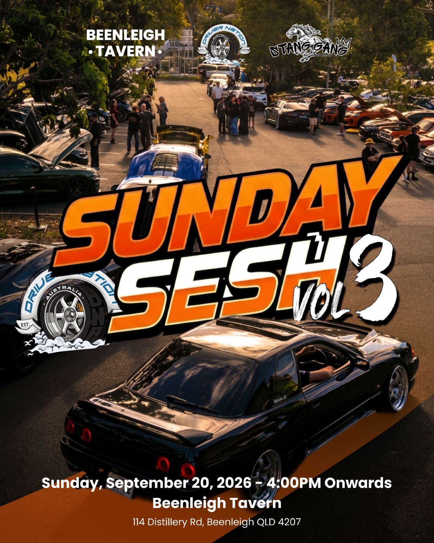 Sunday Sesh Vol 3 — Muscle/JDM car meet in Brisbane, QLD on Sunday 20 September 2026