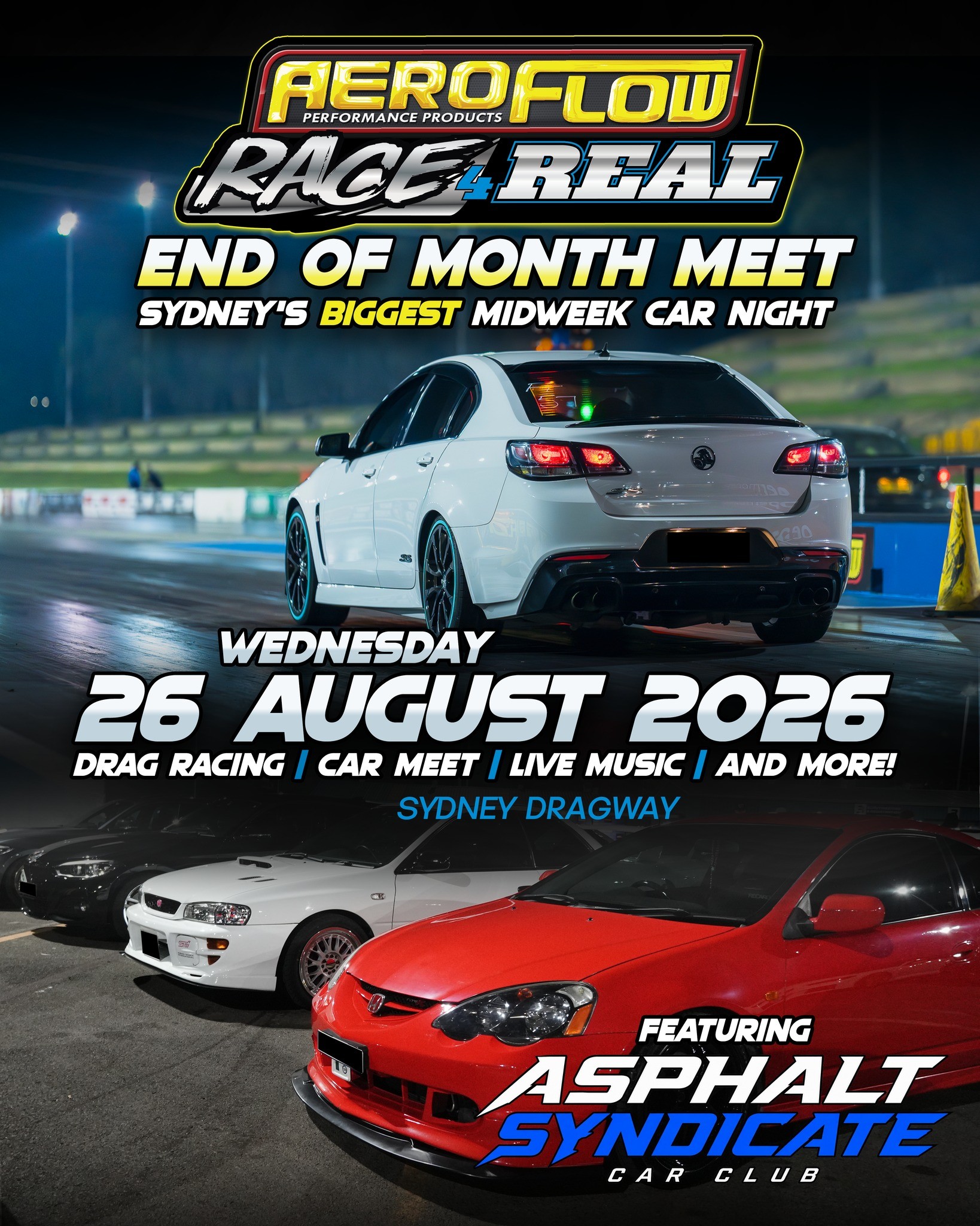 Aeroflow Race 4 Real - End of Month Meet — Muscle/JDM track day in Sydney, NSW on Wednesday 26 August 2026