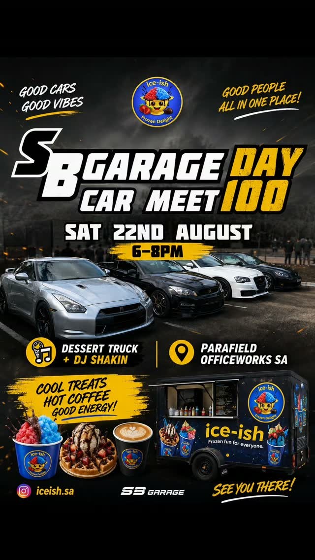 SB Garage Day Car Meet 100 — JDM car meet in Adelaide, SA on Saturday 22 August 2026