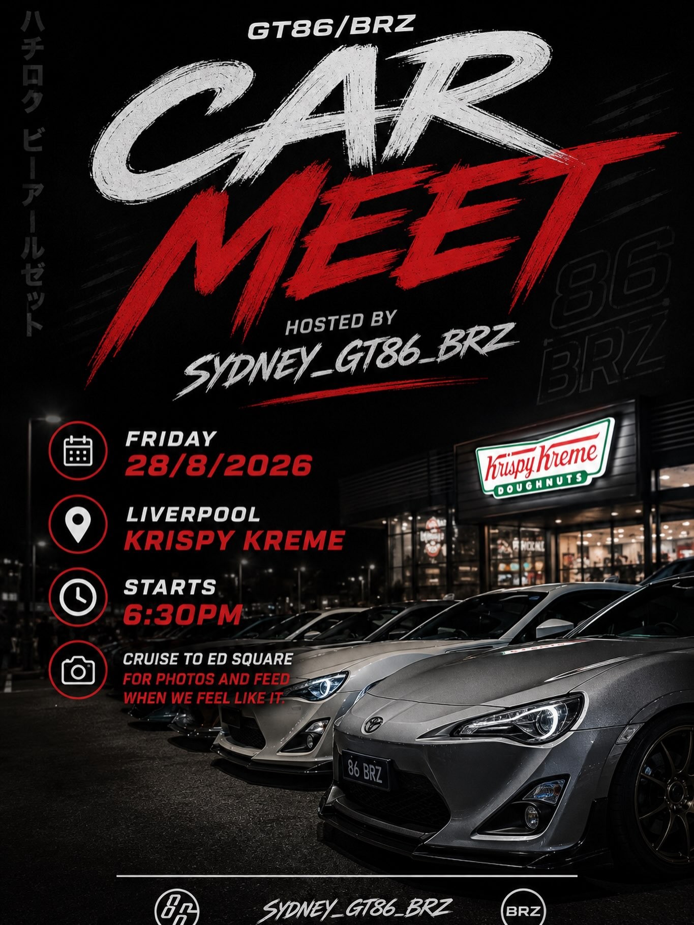 GT86/BRZ Car Meet — JDM car meet in Sydney, NSW on Friday 28 August 2026