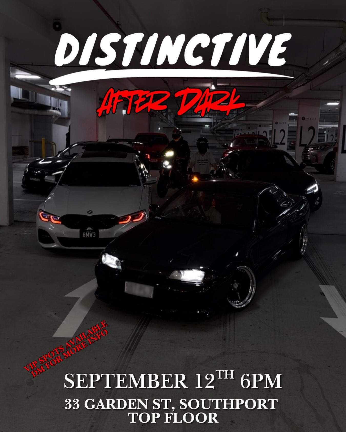 Distinctive After Dark — JDM/Euro car meet in Gold Coast, QLD on Saturday 12 September 2026