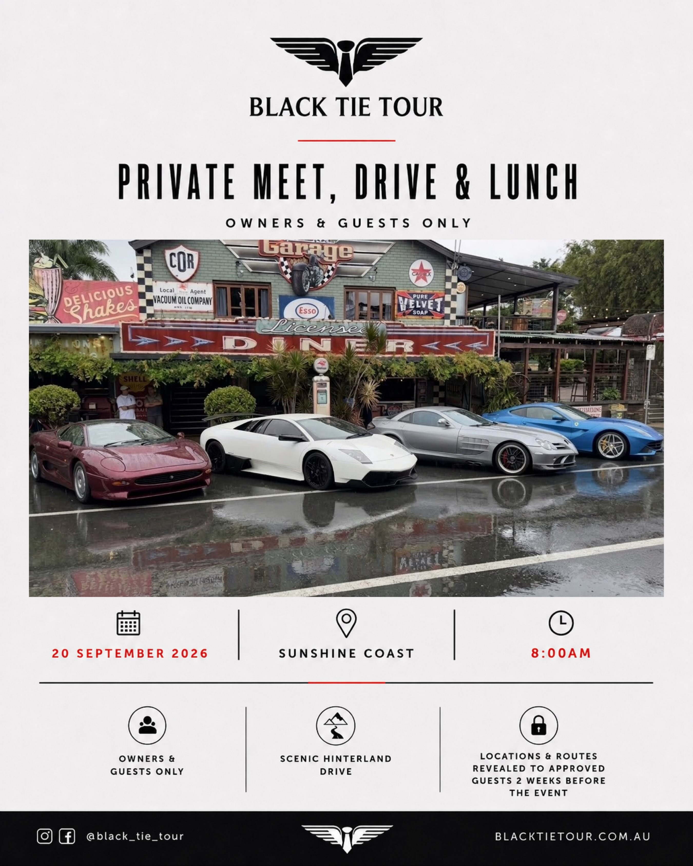 Private Meet, Drive & Lunch — Exotic car meet in Sunshine Coast, QLD on Sunday 20 September 2026