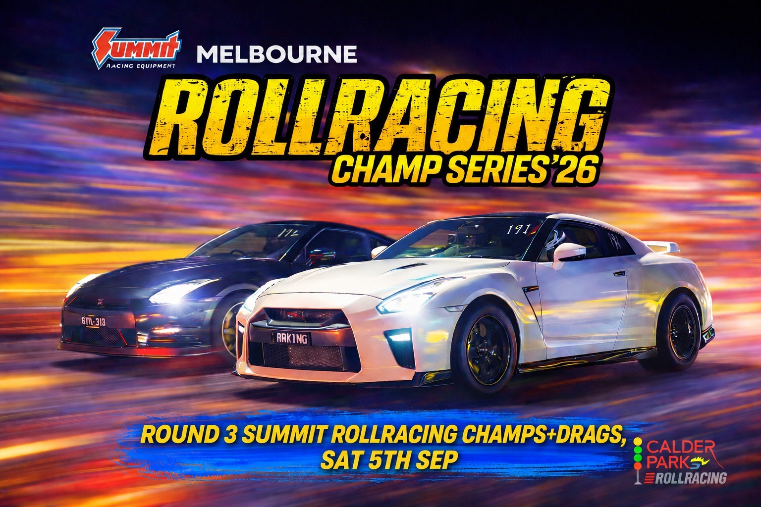 Round 3 Summit RollRacing Champs + Drags — Euro/JDM track day in Melbourne, VIC on Saturday 5 September 2026