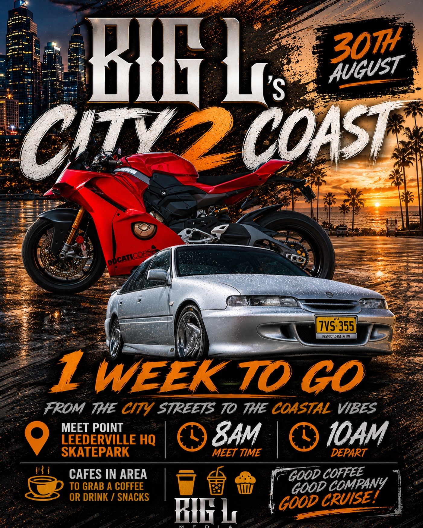Big L's City 2 Coast — Classic/Euro car meet in Perth, WA on Sunday 30 August 2026