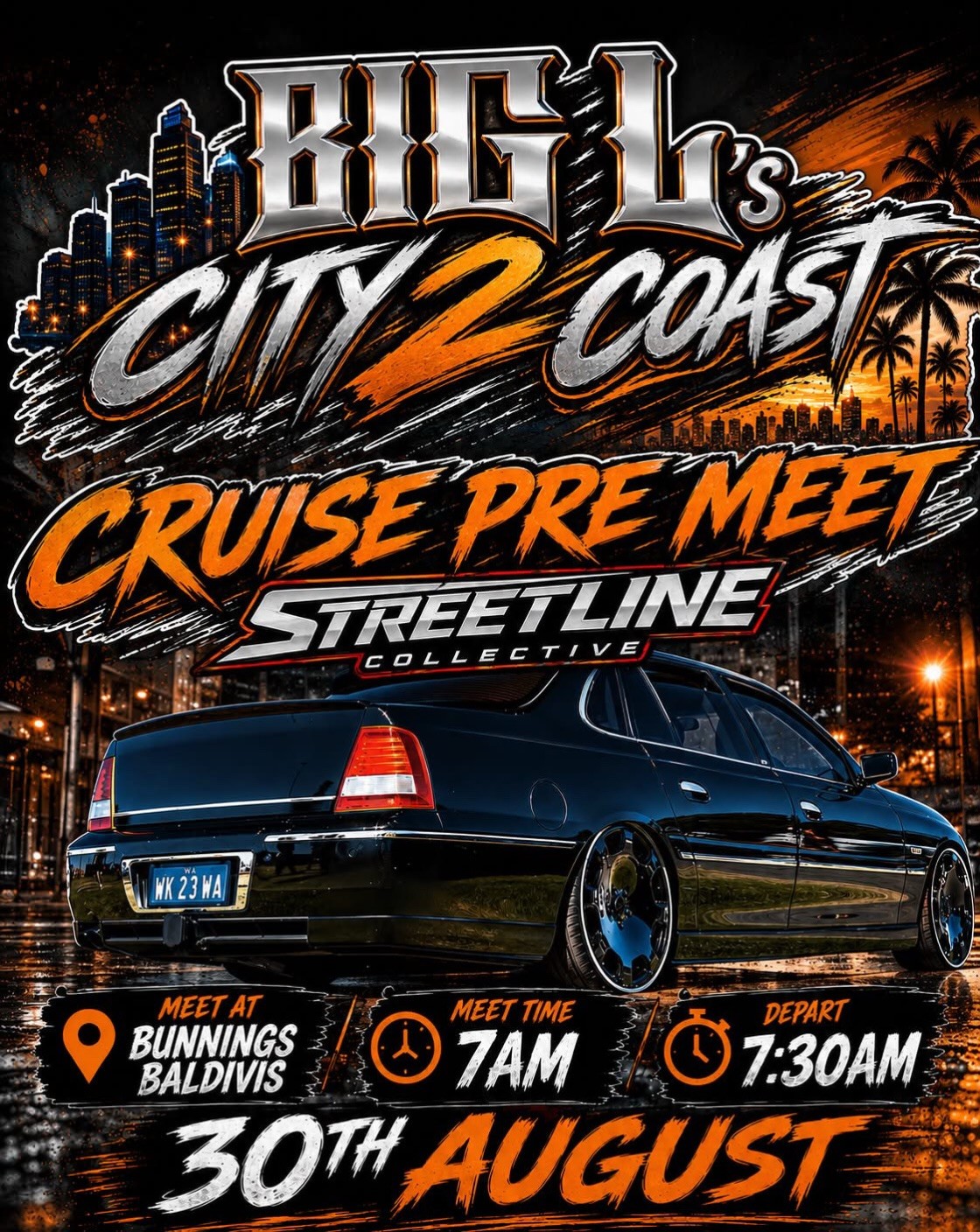 Big L's City 2 Coast Cruise Pre Meet — Classic/Euro car meet in Perth, WA on Sunday 30 August 2026