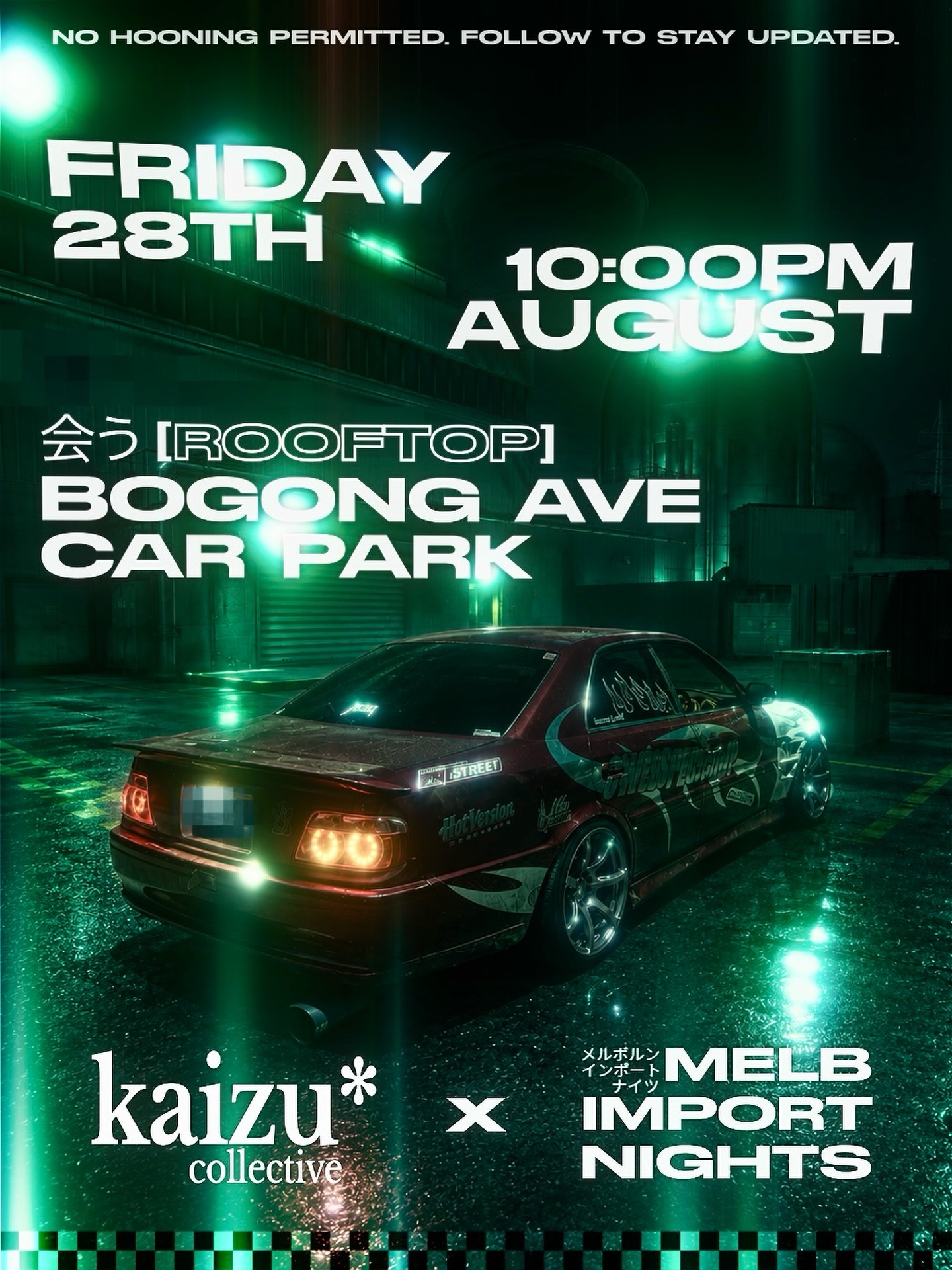 Kaizu Collective x Melb Import Nights Rooftop Meet — JDM car meet in Melbourne, VIC on Friday 28 August 2026