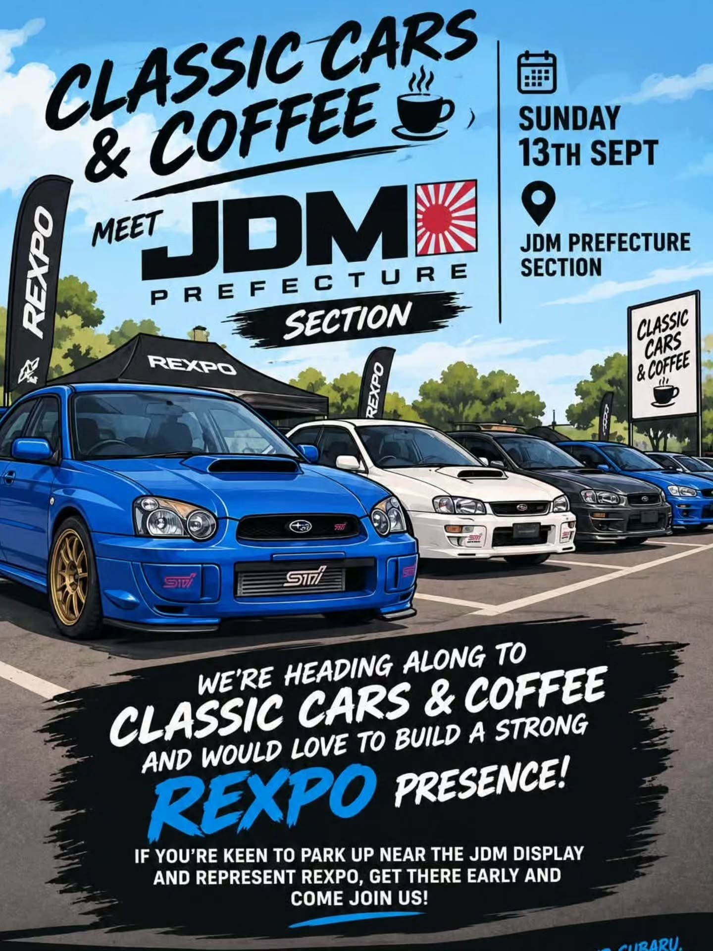 Classic Cars & Coffee - JDM Prefecture Section — JDM car meet in Perth, WA on Sunday 13 September 2026