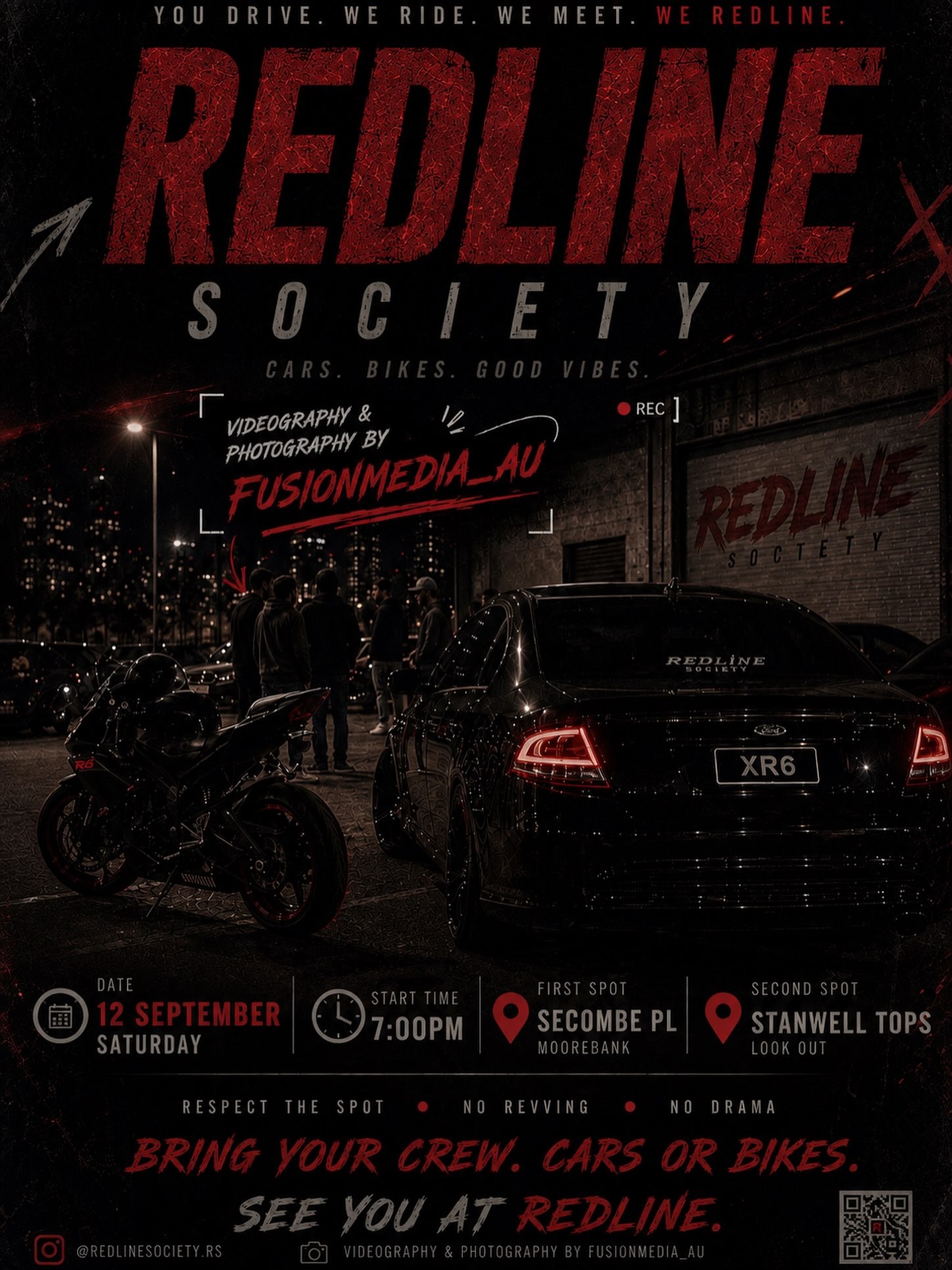 Redline Society First Official Meet — JDM/Muscle car meet in Sydney, NSW on Saturday 12 September 2026