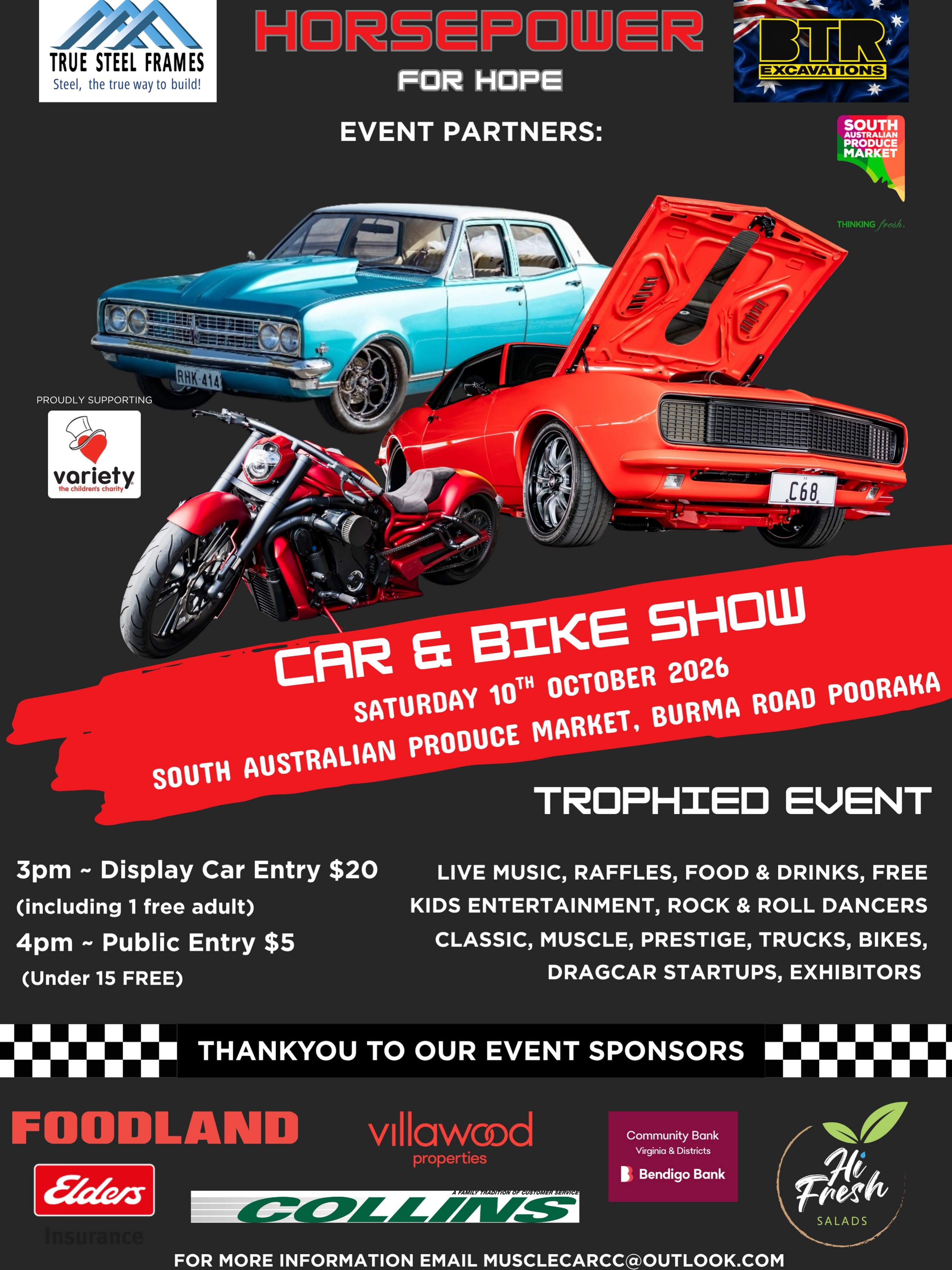 Horsepower For Hope — Muscle/Classic car meet in Adelaide, SA on Saturday 10 October 2026