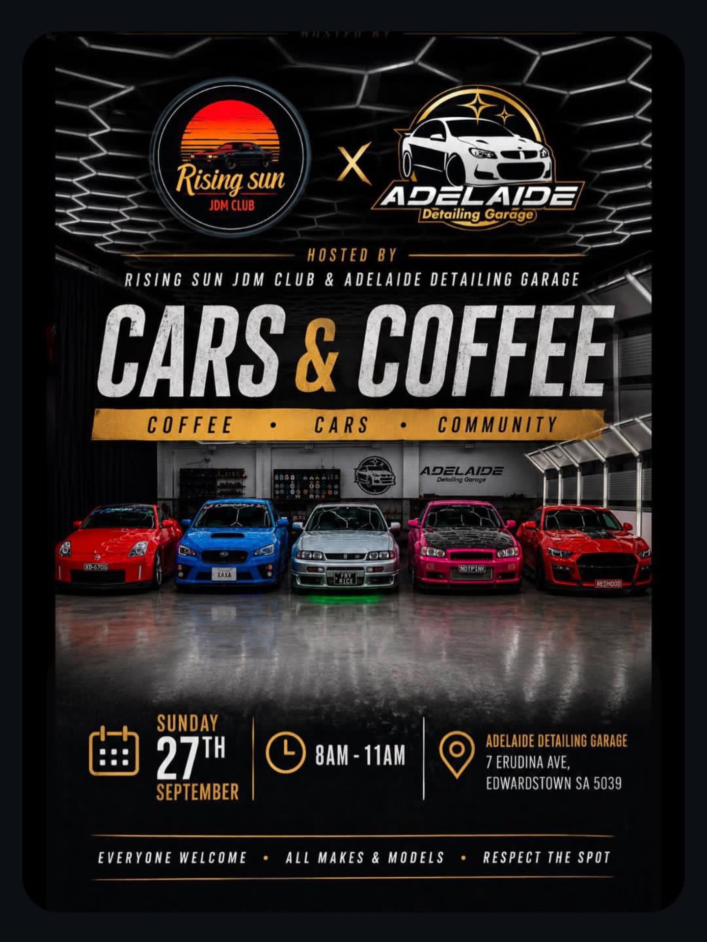 Cars & Coffee — JDM car meet in Adelaide, SA on Sunday 27 September 2026