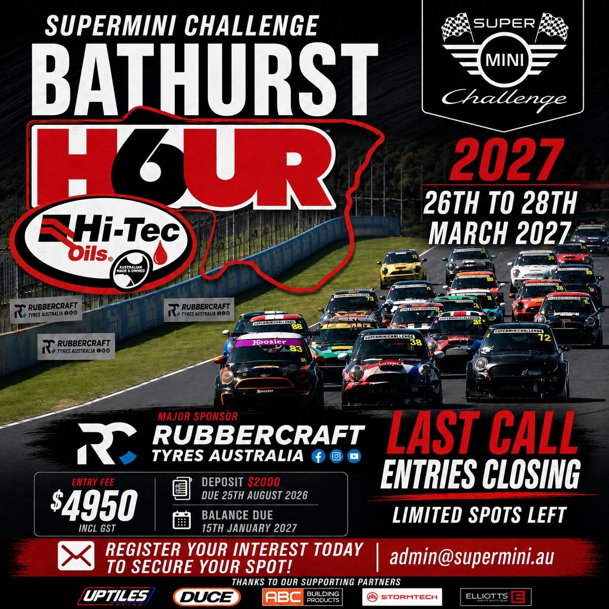 Supermini Challenge Bathurst 6 Hour — Euro track day in Bathurst, NSW on Friday 26 March 2027