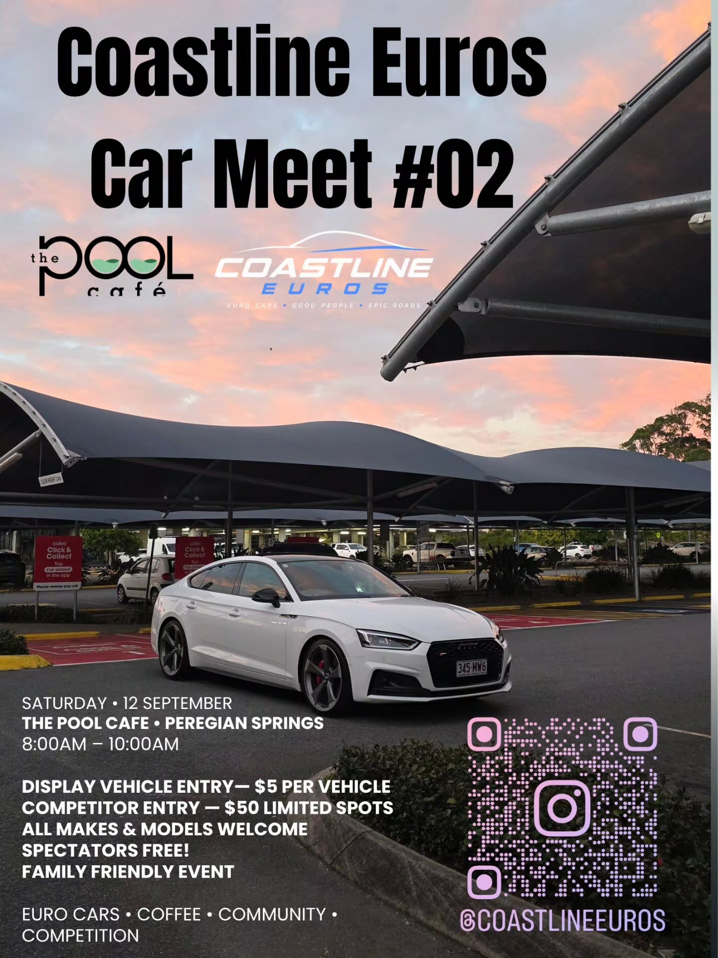 Coastline Euros Car Meet #02 — Euro/JDM car meet in Sunshine Coast, QLD on Saturday 12 September 2026