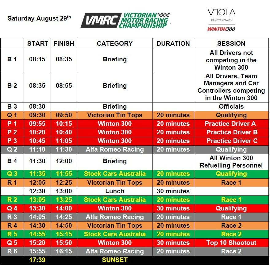 Winton 300 & VMRC Round 4 — spectator event in Melbourne, VIC on Saturday 29 August 2026